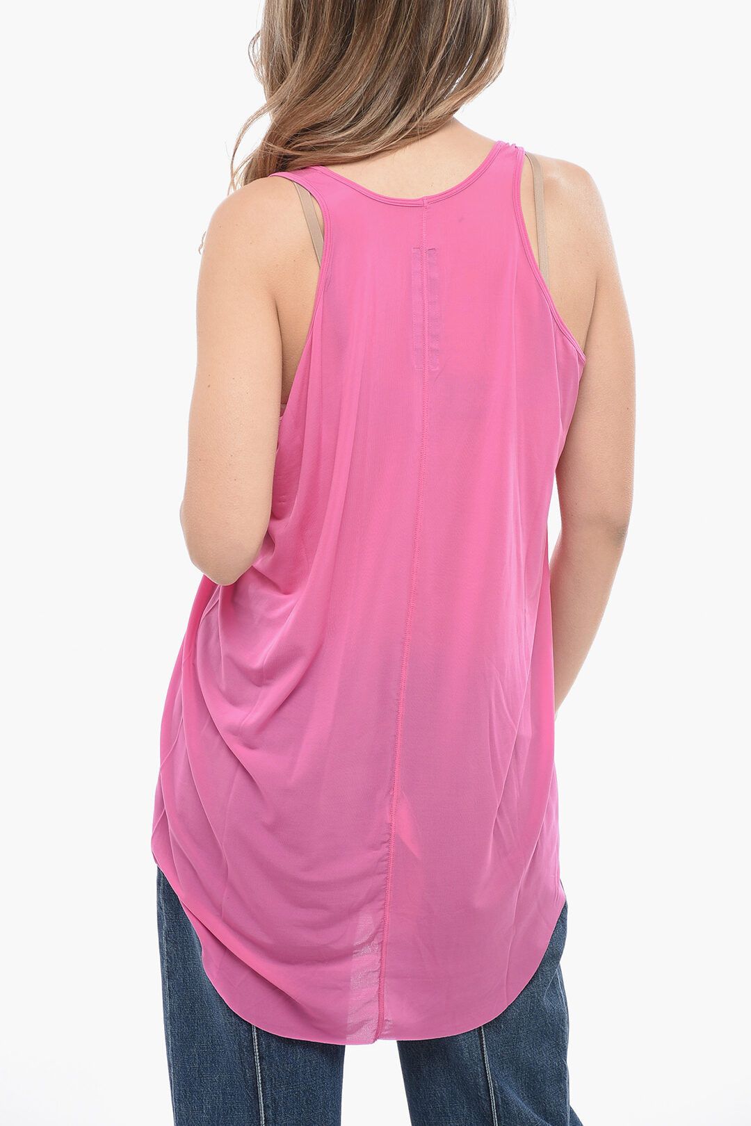 Rick Owens og1mm0724 Loose Fit Long Tank Top in Pink Size S / US 4 / IT 40 - 2 Thumbnail