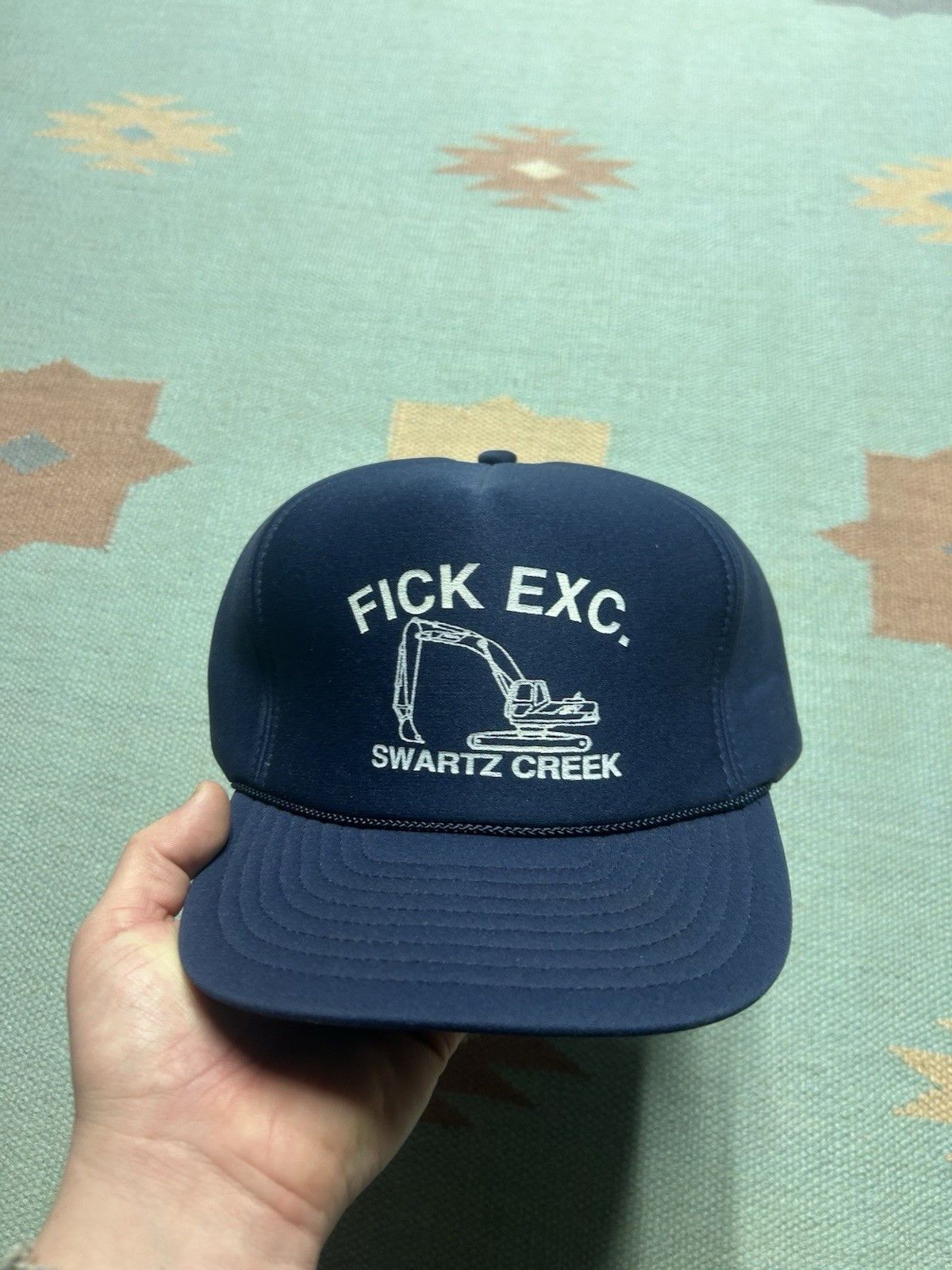 Vintage Vtg snapback hat Fick Excavating Michigan construction navy Size ONE SIZE - 2 Thumbnail