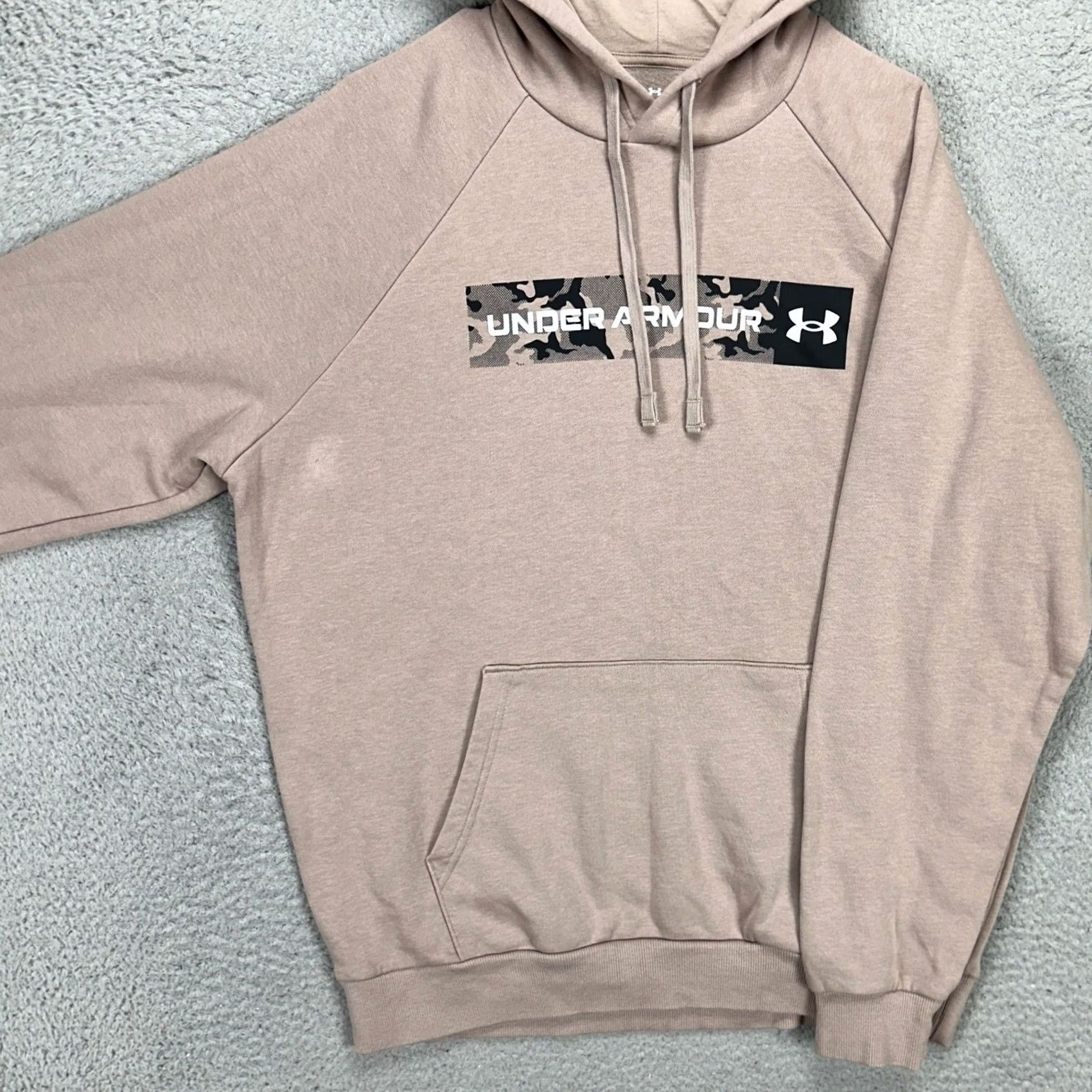 Under Armour Under Armour Mens Hoodie Sweatshirt Large Tan Pullover Drawstring Logo Pocket Size US L / EU 52-54 / 3 - 2 Thumbnail