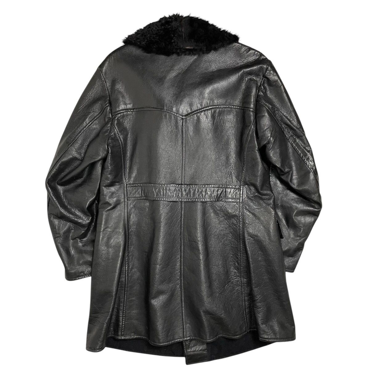 Vintage 1940s Swedish Navy Horsehide Leather Coat - Large Size US L / EU 52-54 / 3 - 3 Thumbnail