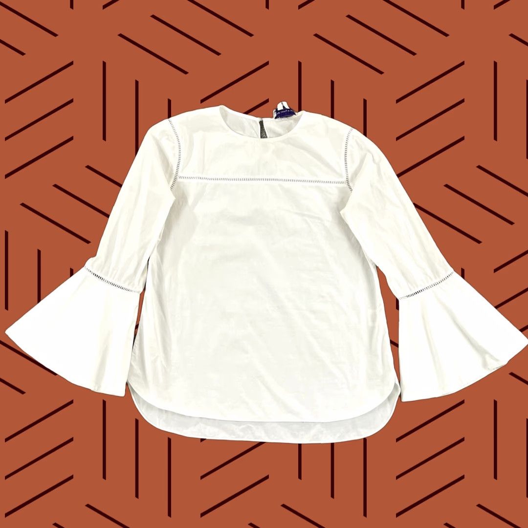 Bell CHARLOTTE BRODY Top Womens Small White Blouse Shirt Bell Sleeve Pullover Size S / US 4 / IT 40 - 1 Thumbnail