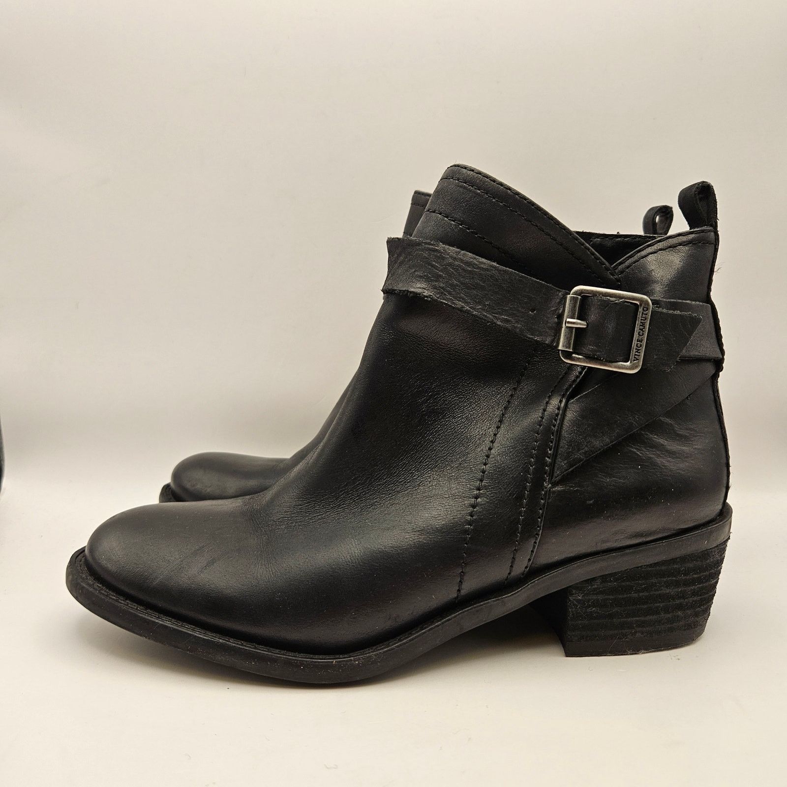 Vince Camuto VINCE CAMUTO WOMEN'S 6.5 VP BEAMER BLACK ANKLE BOOTIE LEATHR Size US 6.5 / IT 36.5 - 2 Thumbnail