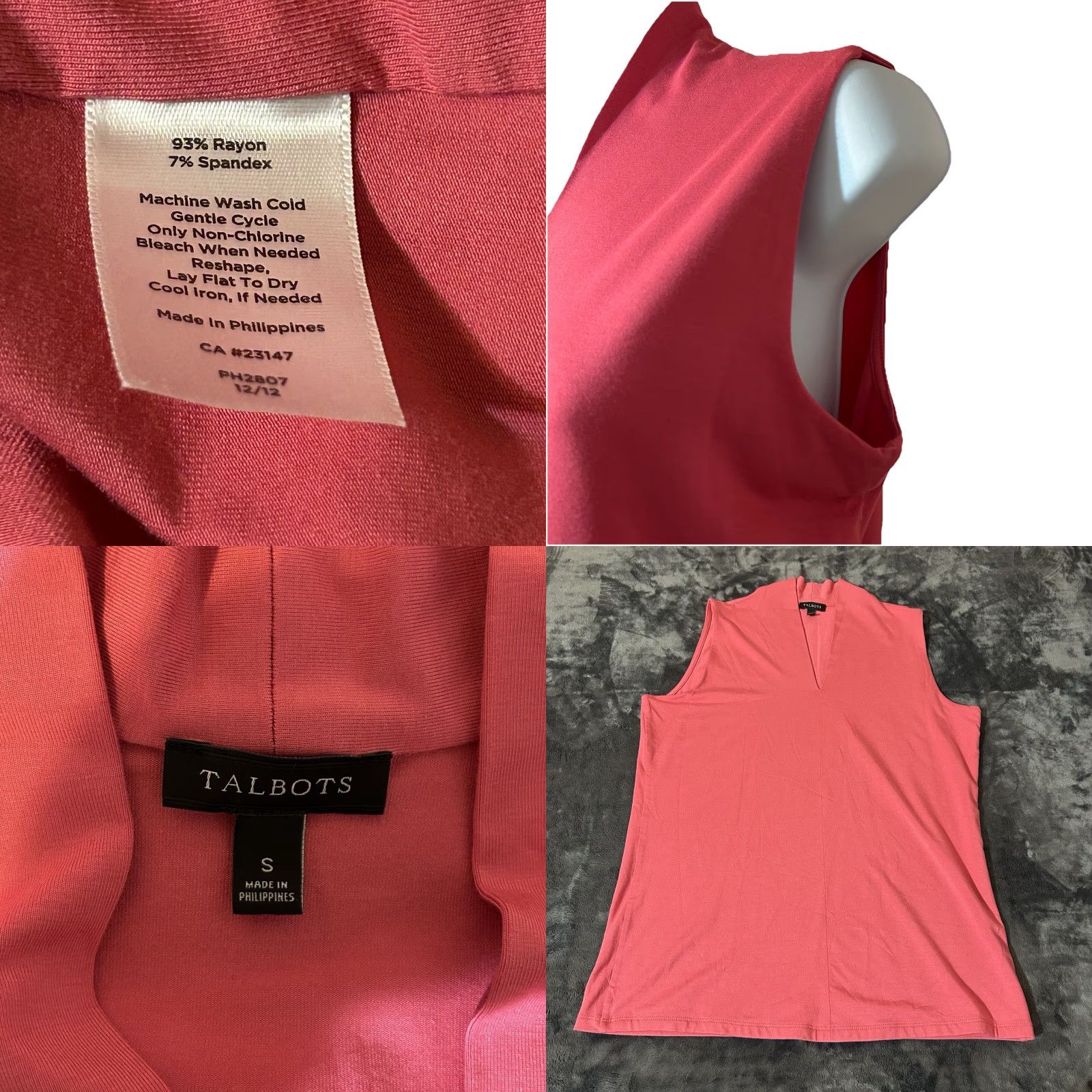 Talbots Talbots Sleeveless Top Blouse V-Neck Women Small Coral Color 2012 Ladies Tank Bohemian Summer Fashion Shirt Womens Size S / US 4 / IT 40 - 11 Thumbnail