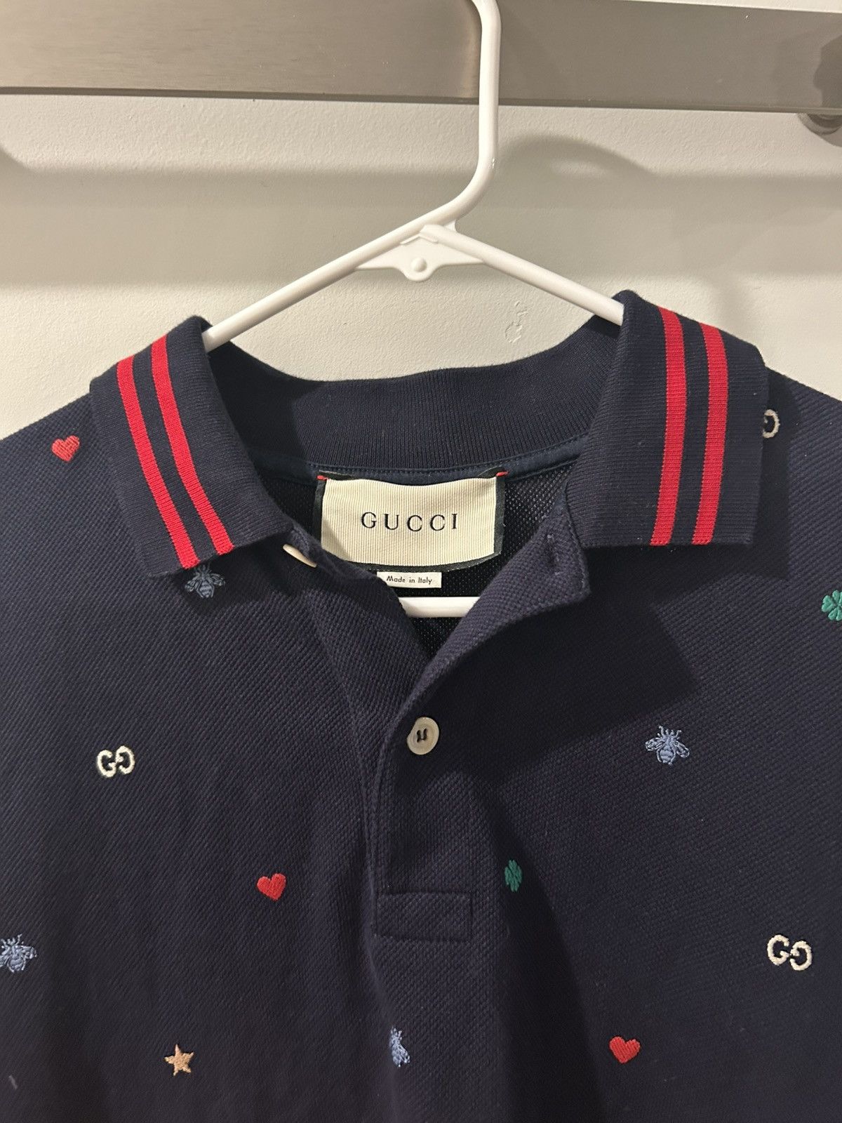 Gucci Gucci Navy Blue Embroidered Polo Shirt Size US L / EU 52-54 / 3 - 2 Thumbnail