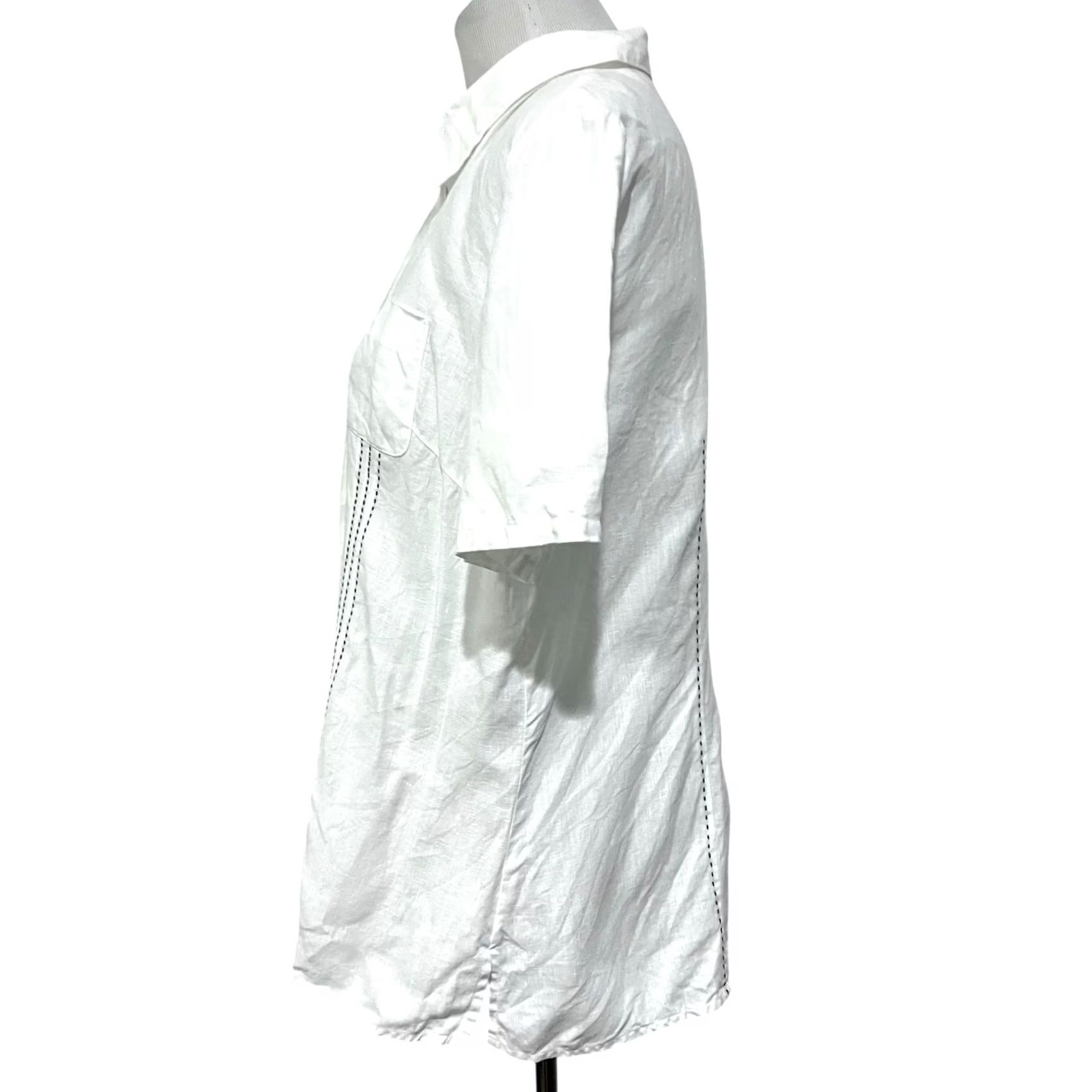 Vintage Richard Malcolm Irish Linen Blouse Button Front Top White Short Sleeve Womens XL Size XL / US 12-14 / IT 48-50 - 5 Thumbnail