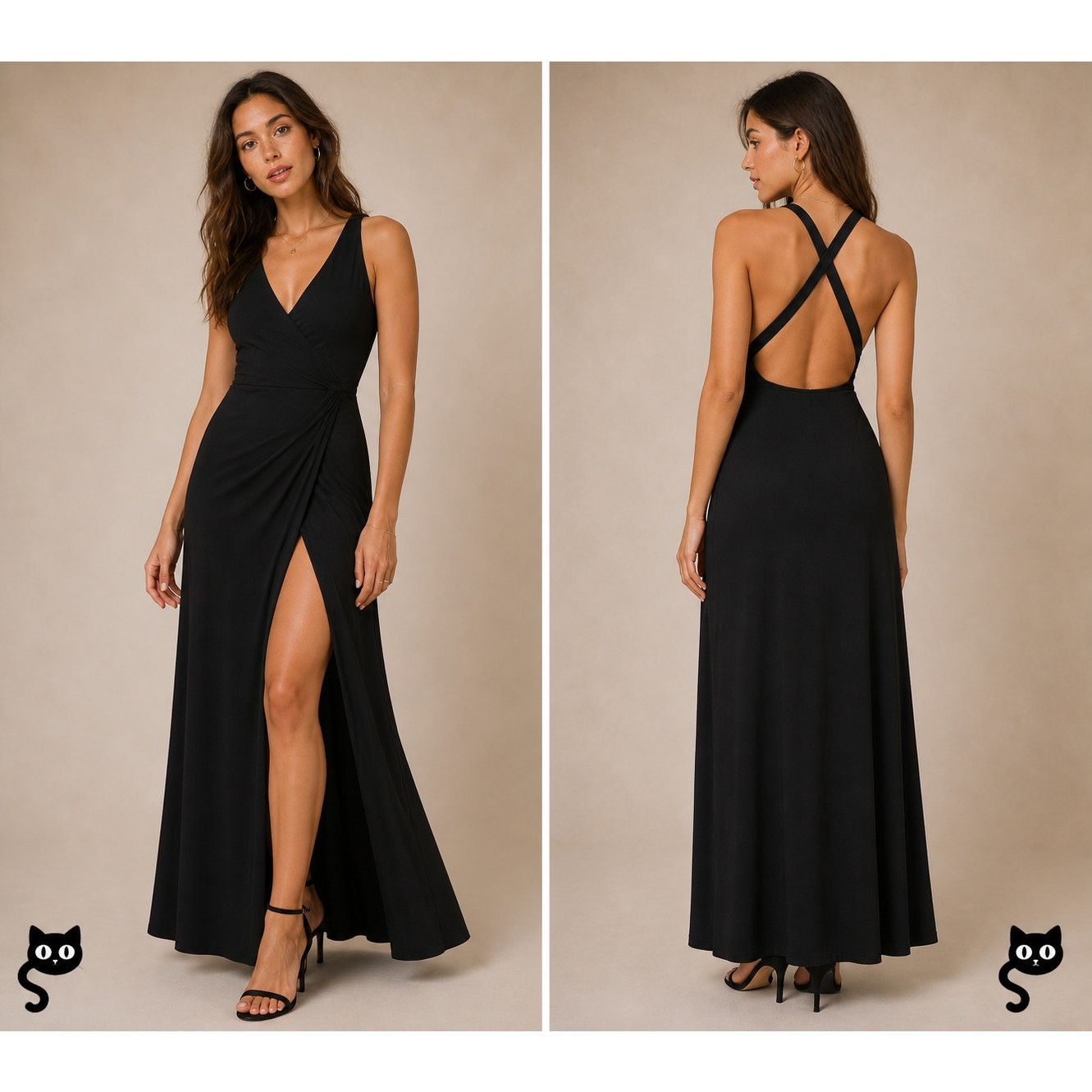Reformation Reformation Black Vienna Maxi DeepV Criss Cross Back Slit XS Size XS / US 0-2 / IT 36-38 - 3 Thumbnail