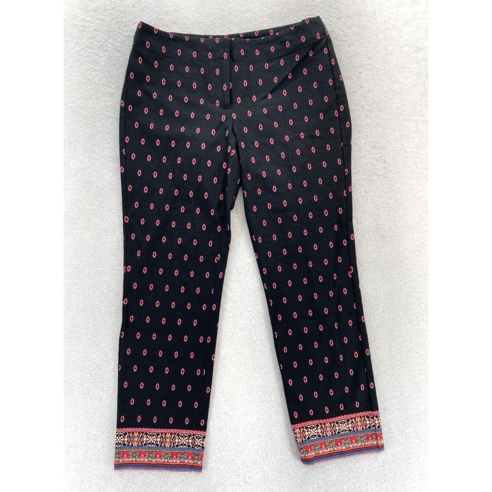 J. Jill J. Jill Premium Bistretch Printed Crop Pants Women's 2P Black Career Office NWT Size 26" / US 2 / IT 38 - 2 Thumbnail