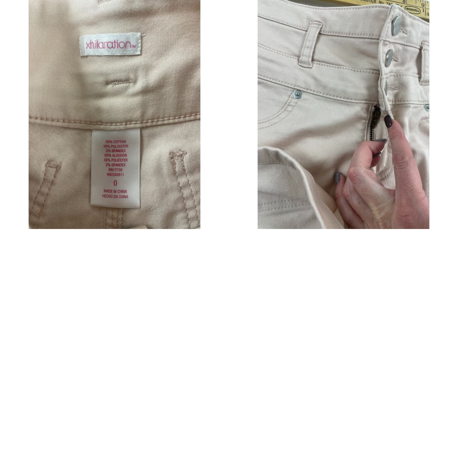 Vintage Xhilaration Shorts Women's Size 0 Peach Mid Rise Tri-Buttoned Pockets Size 42" / US 20 - 8 Thumbnail