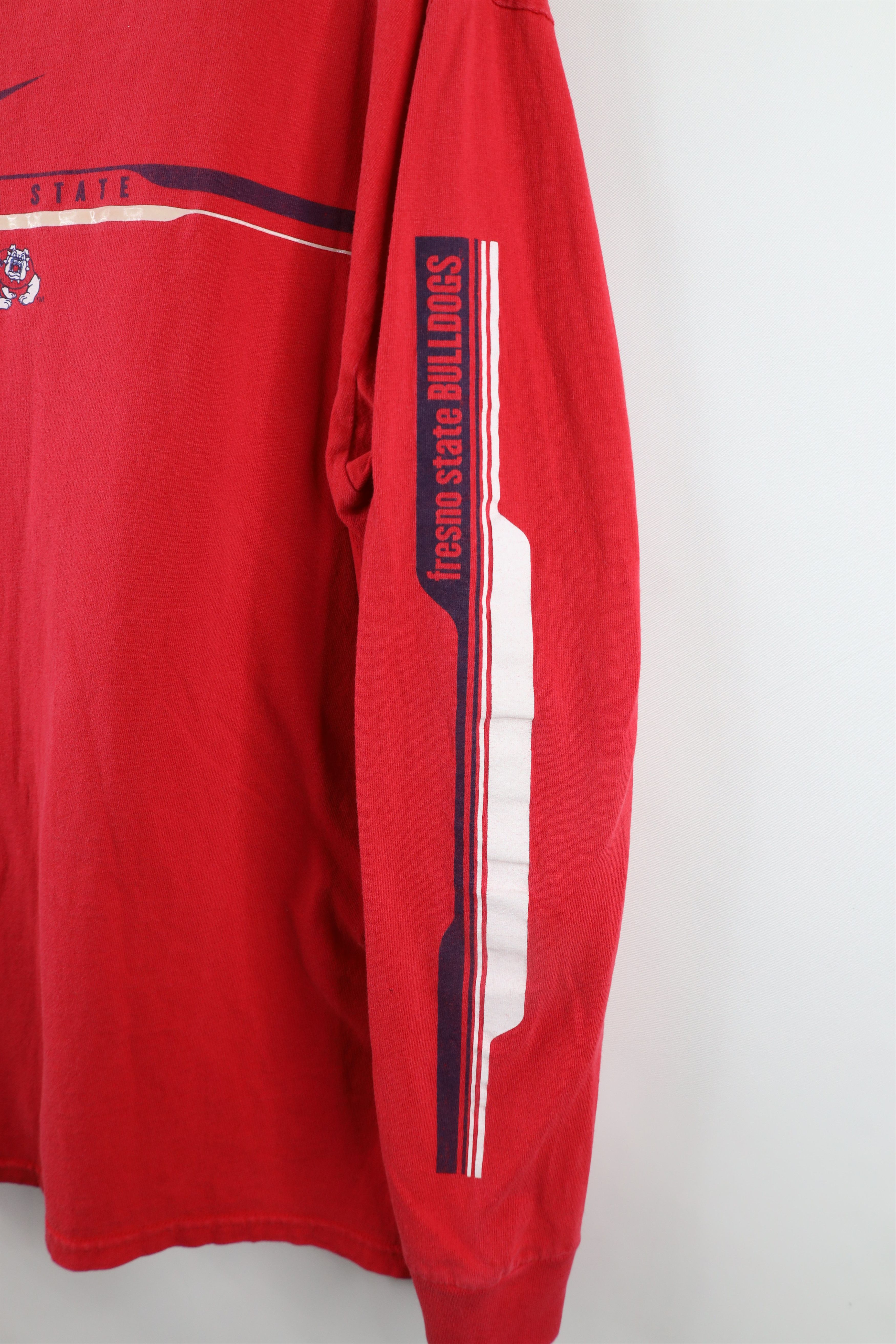 Nike × Vintage Vintage Nike Swoosh Fresno State Long Sleeve T-Shirt Red Size US M / EU 48-50 / 2 - 7 Thumbnail