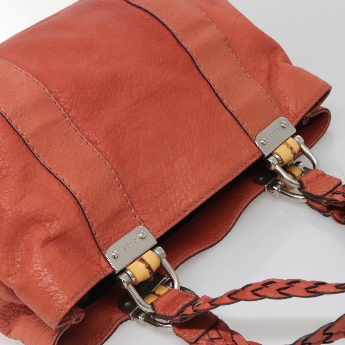 Gucci GUCCI Bamboo Tote Bag Leather Red Silver Size ONE SIZE - 6 Thumbnail