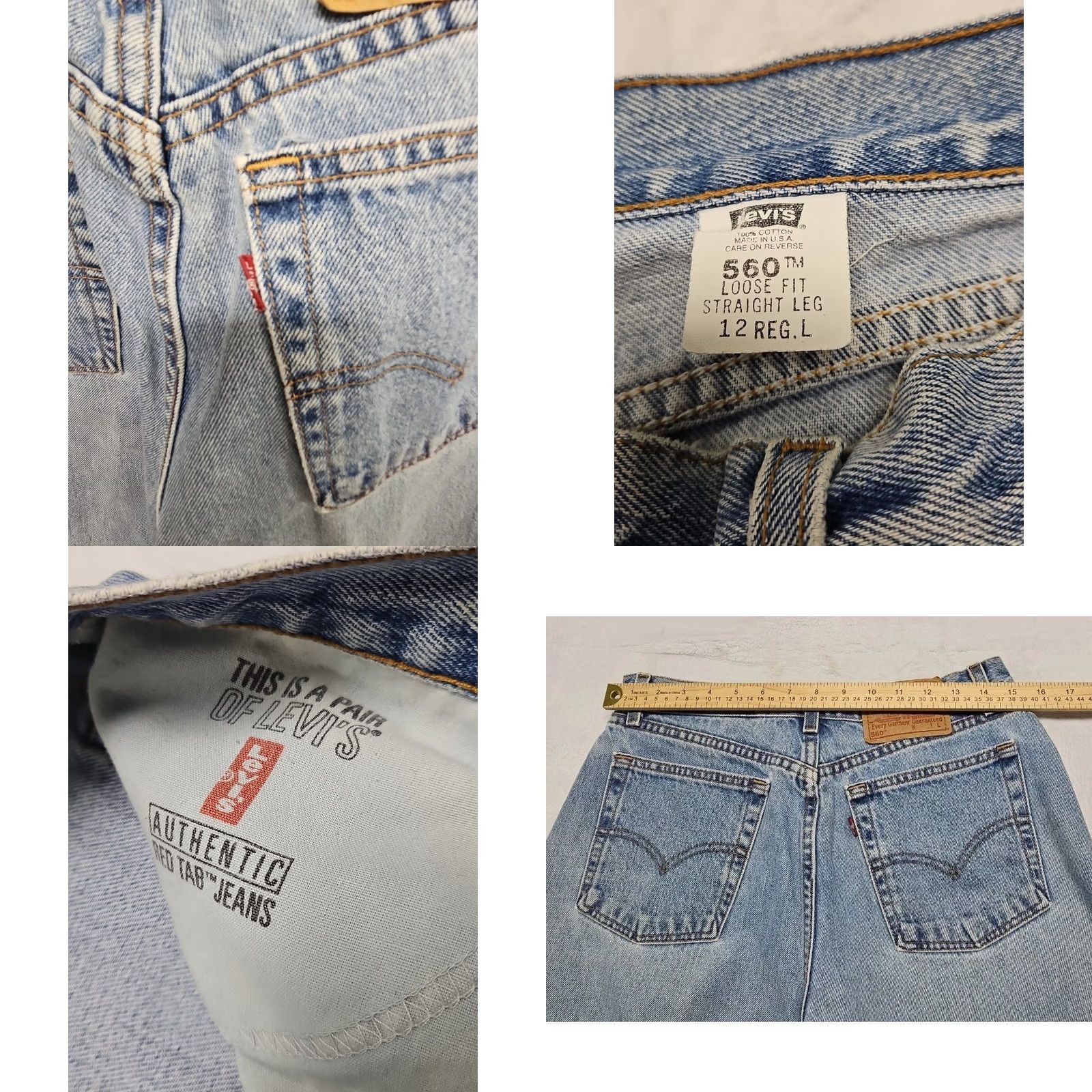 Levi's VINTAGE Levi’s 560 High Rise Mom Jeans Light Denim Straight Leg Womens 12 Blue USA 31 in Inseam Regular Fit Size 24" / US 00 / IT 34 - 8 Thumbnail