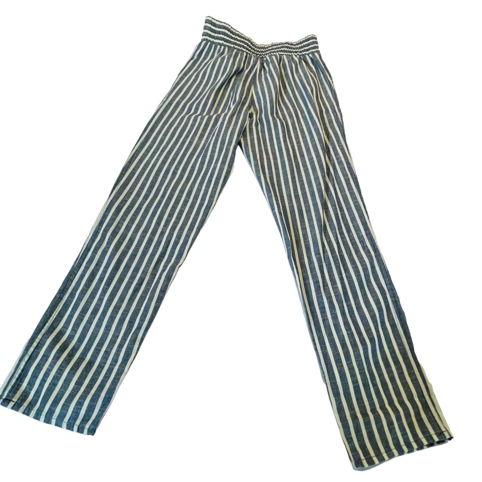 Other Lydelle Women's Striped High-Waisted Pants Small Blue & Whit Size 26" / US 2 / IT 38 - 1 Thumbnail