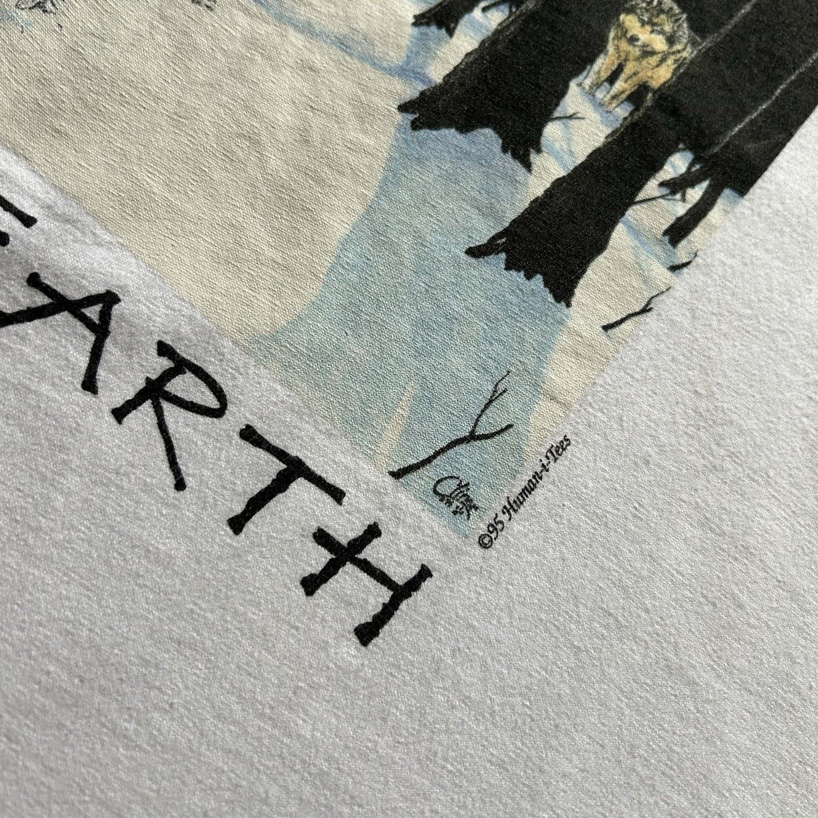 Hanes Vintage Wolf Art T Shirt XL 90s Wild Earth Animal Graphic Size US XL / EU 56 / 4 - 5 Thumbnail