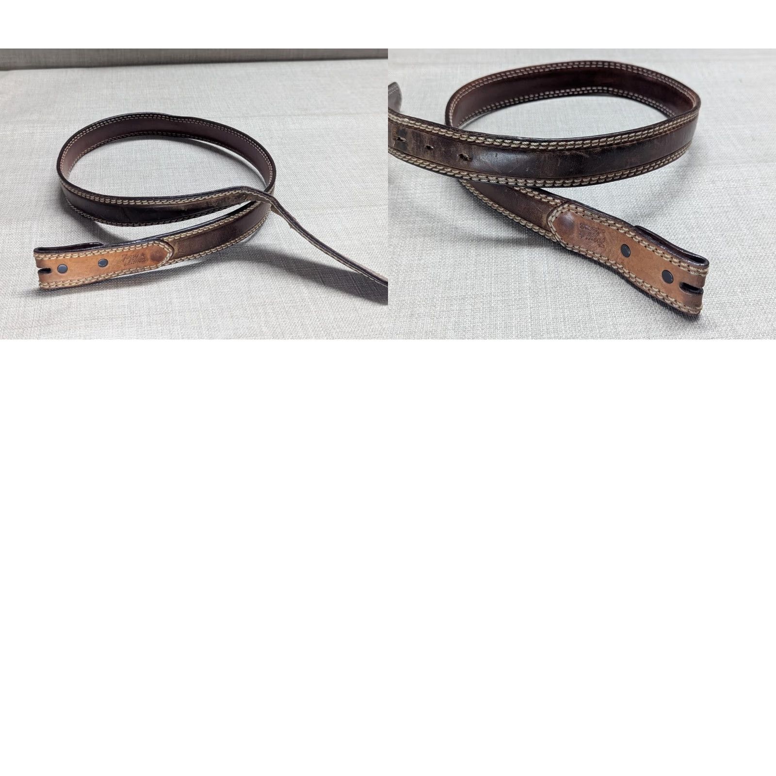 Tony Lama TONY LAMA Belt 34 Cowhide Leather Stitched Brown Western Belt Men Size 34 - 9 Thumbnail