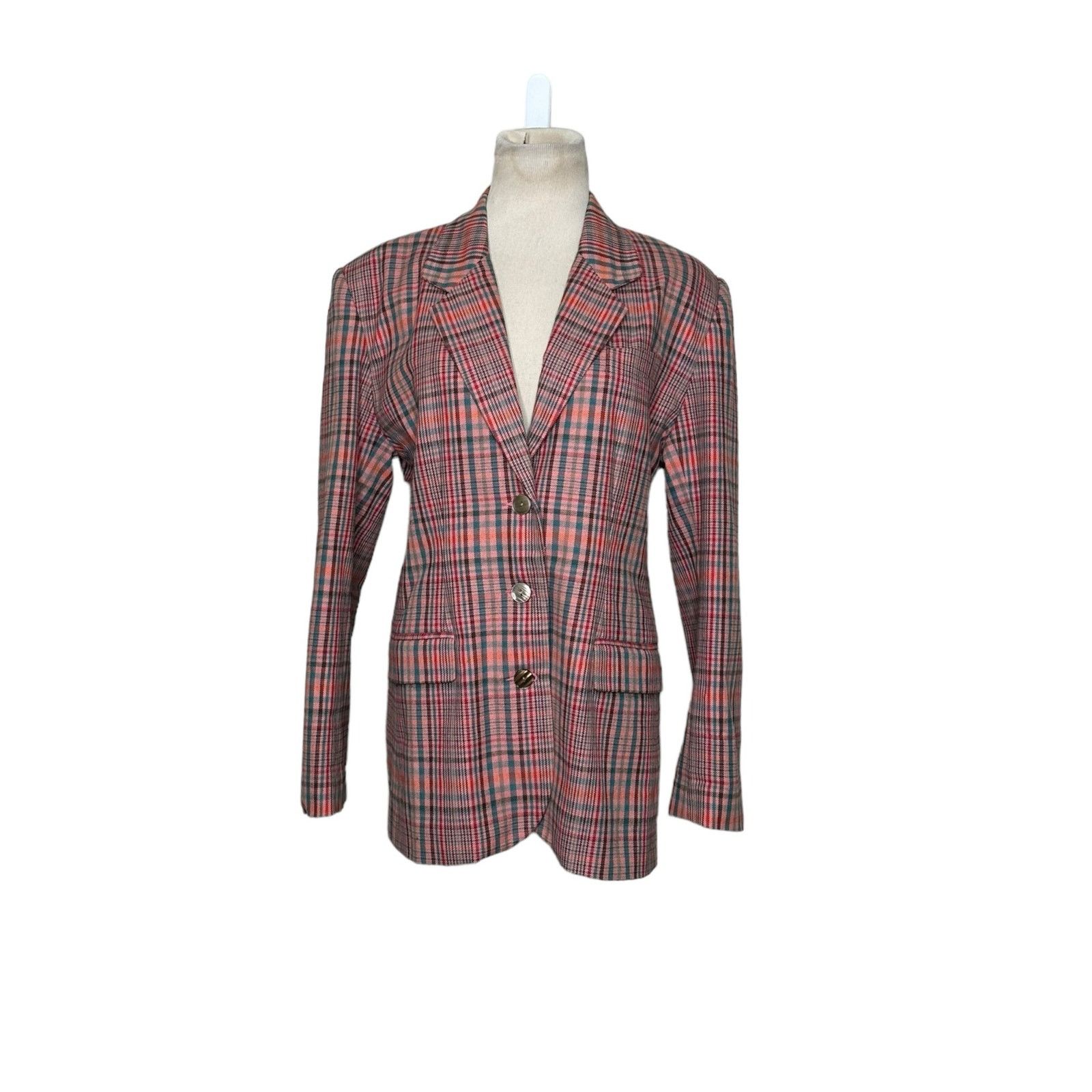 Gap GAP 80's three buttons pink plaid vintage blazer size Large Size L / US 10 / IT 46 - 9 Thumbnail