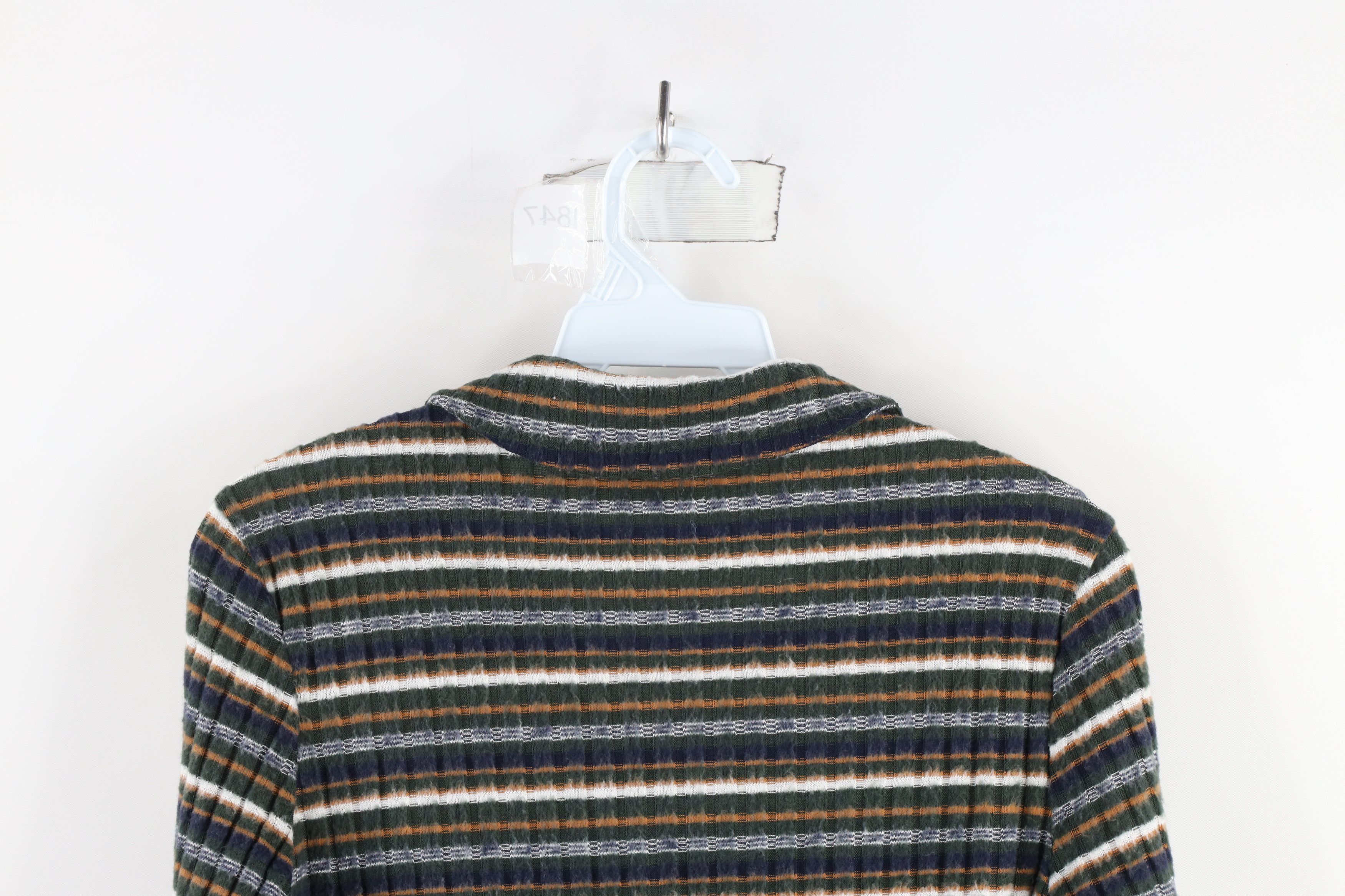 Vintage Y2K Streetwear Ribbed Striped Half Zip Cropped Polo Shirt Size M / US 6-8 / IT 42-44 - 9 Thumbnail