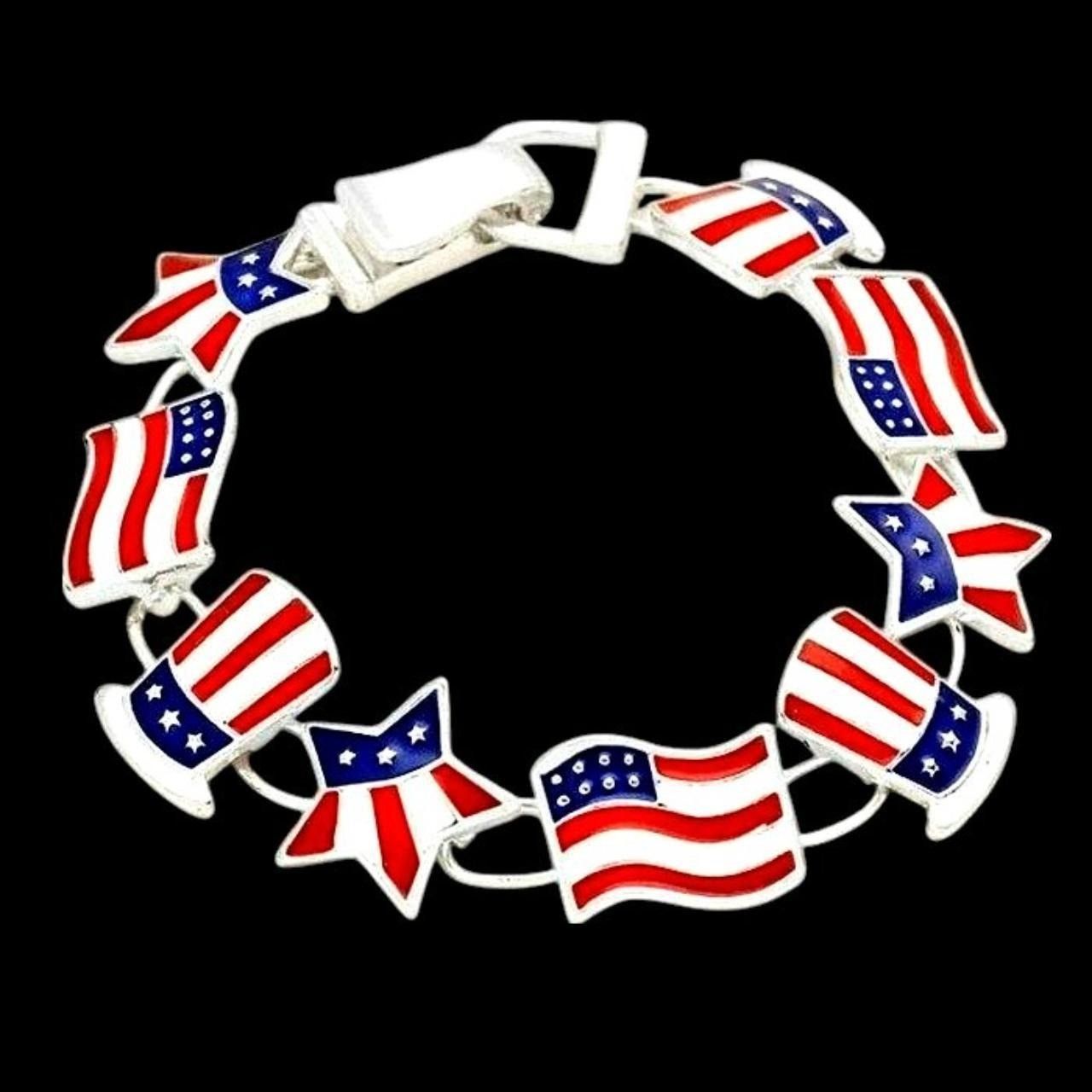 Handmade Patriotic Bracelet American Flag Uncle Sam Hat Stars Size ONE SIZE - 2 Thumbnail