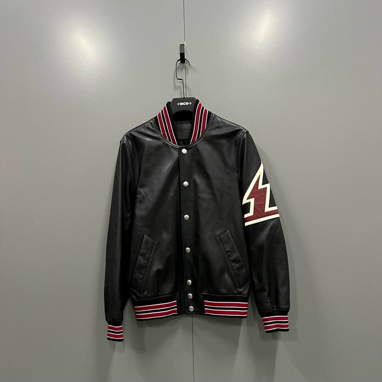 givenchy striped logo bomber jacket