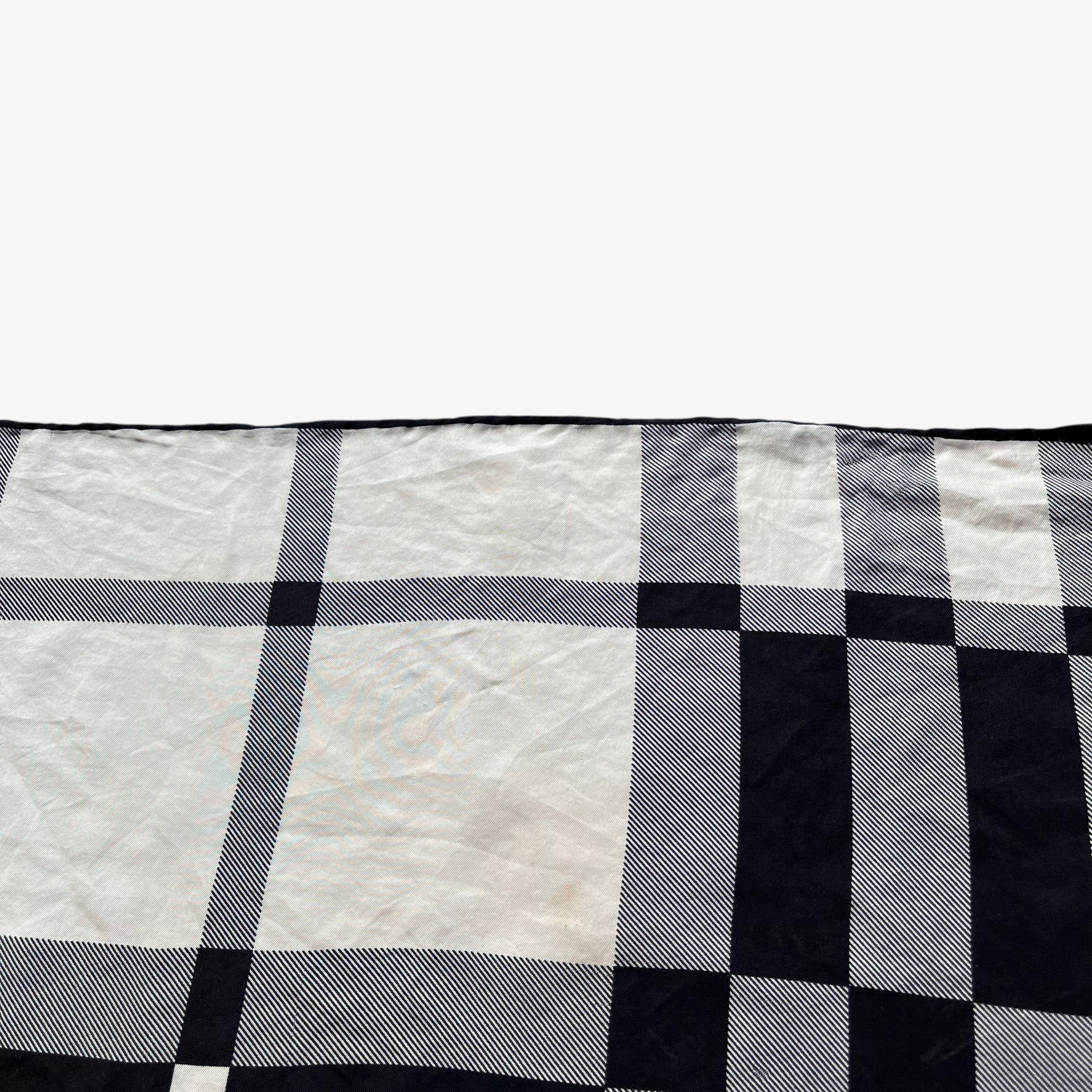 Burberry Vintage 90s Burberry White & Black Check Print Silk Scarf Size ONE SIZE - 5 Thumbnail