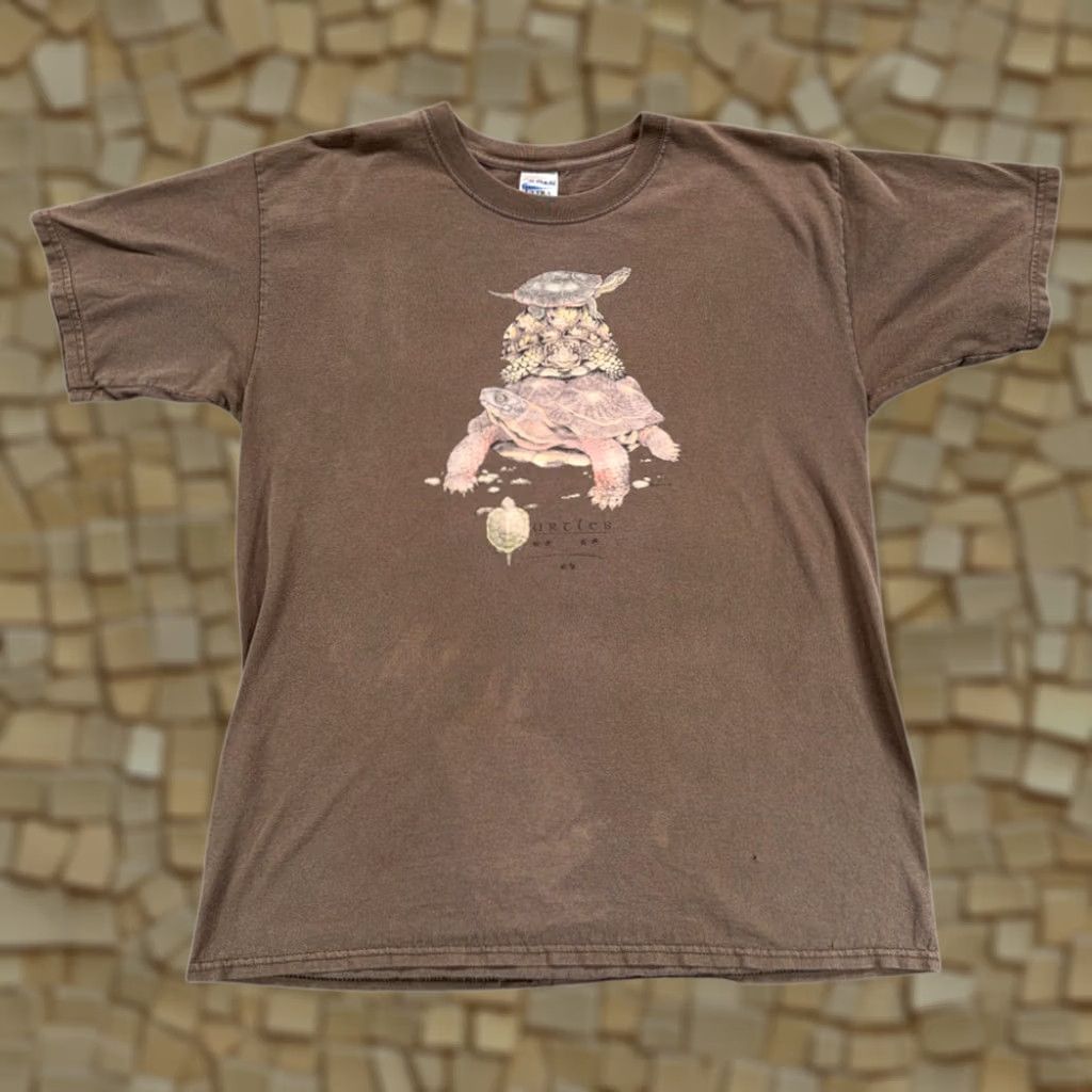 Gildan VINTAGE Turtles Shirt Adult LARGE Brown Nature Wildlife Reptile Art Y2K Size US L / EU 52-54 / 3 - 1 Thumbnail