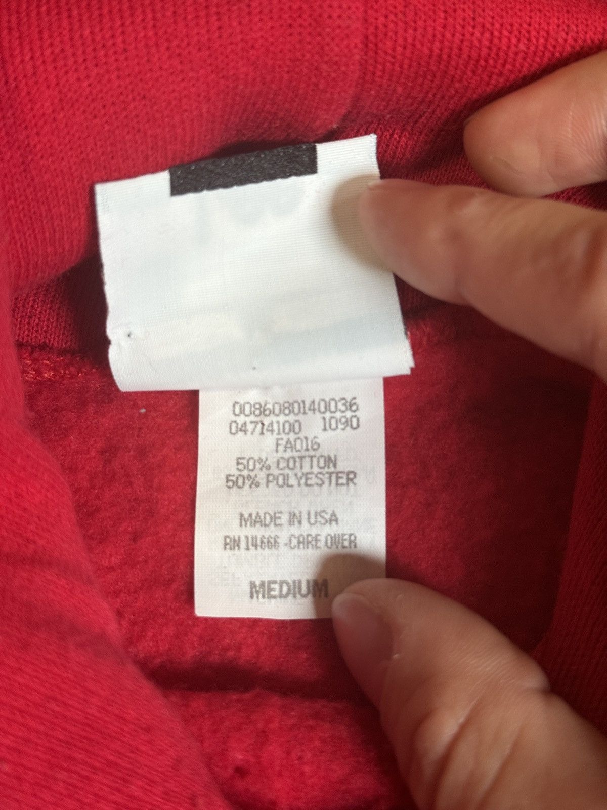 Lee × Vintage Vtg 90s Blank Raglan Minimalist Red Lee Midweight Hoodie Size US M / EU 48-50 / 2 - 4 Thumbnail