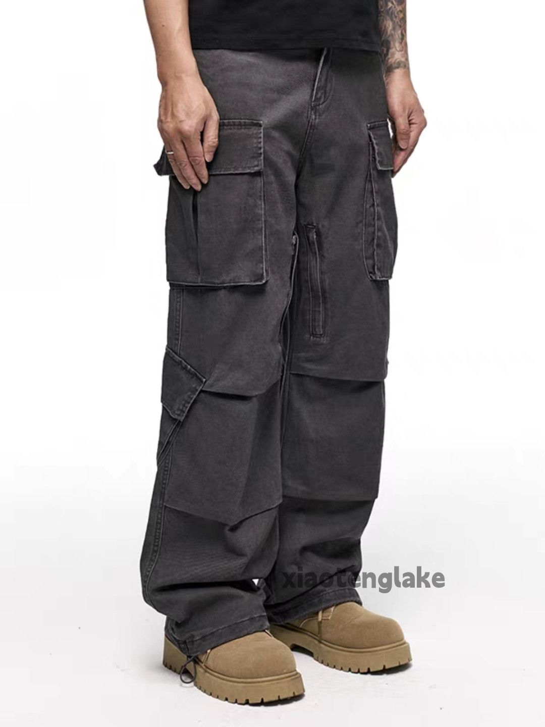 Designer Unisex outdoor utility faded loose baggy hiphop cargo pants Size US 32 / EU 48 - 1 Thumbnail