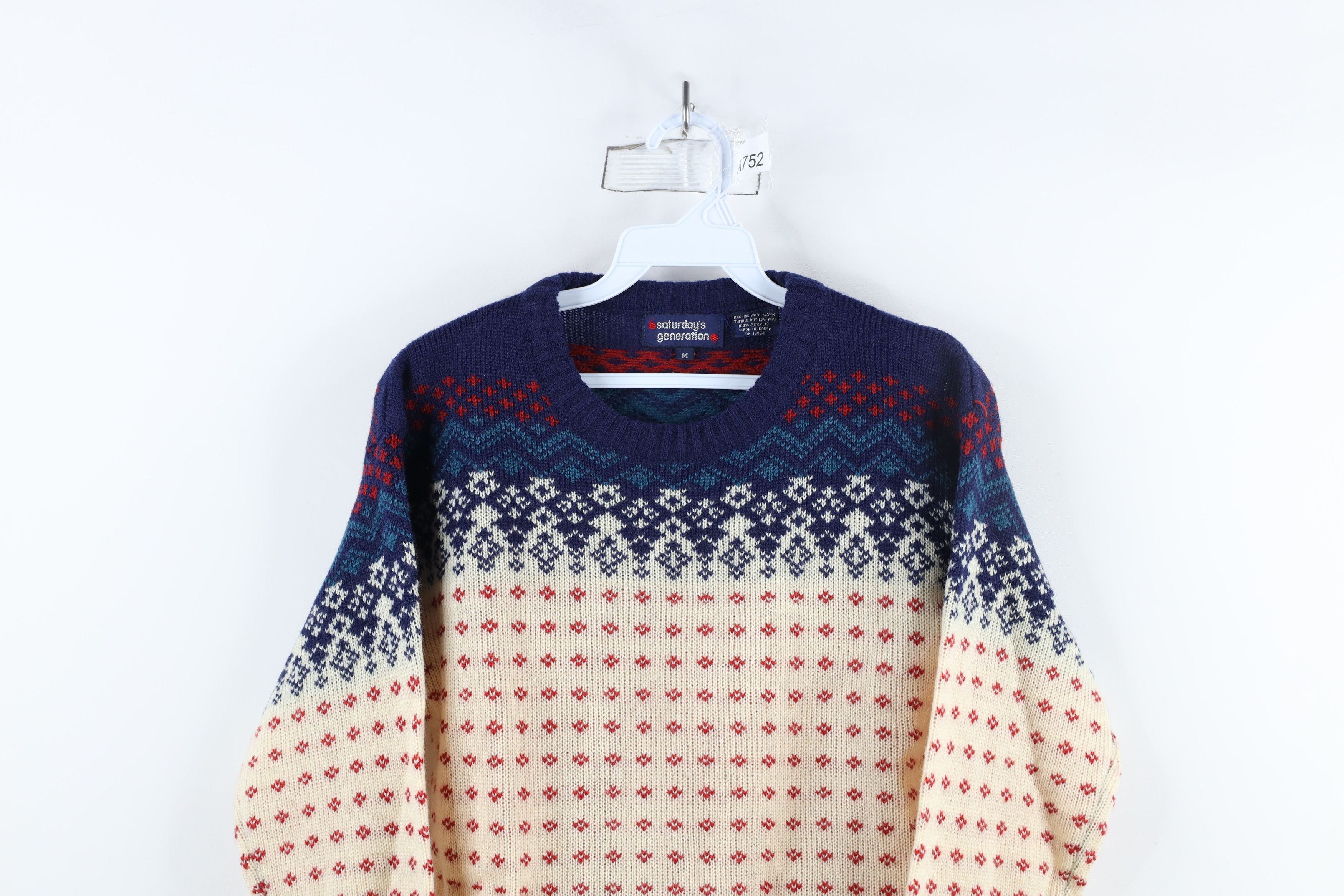 Vintage Vintage 70s Streetwear Fair Isle Knit Crewneck Sweater Size M / US 6-8 / IT 42-44 - 2 Thumbnail
