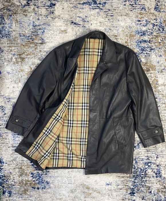 Vintage burberry leather outlet coat