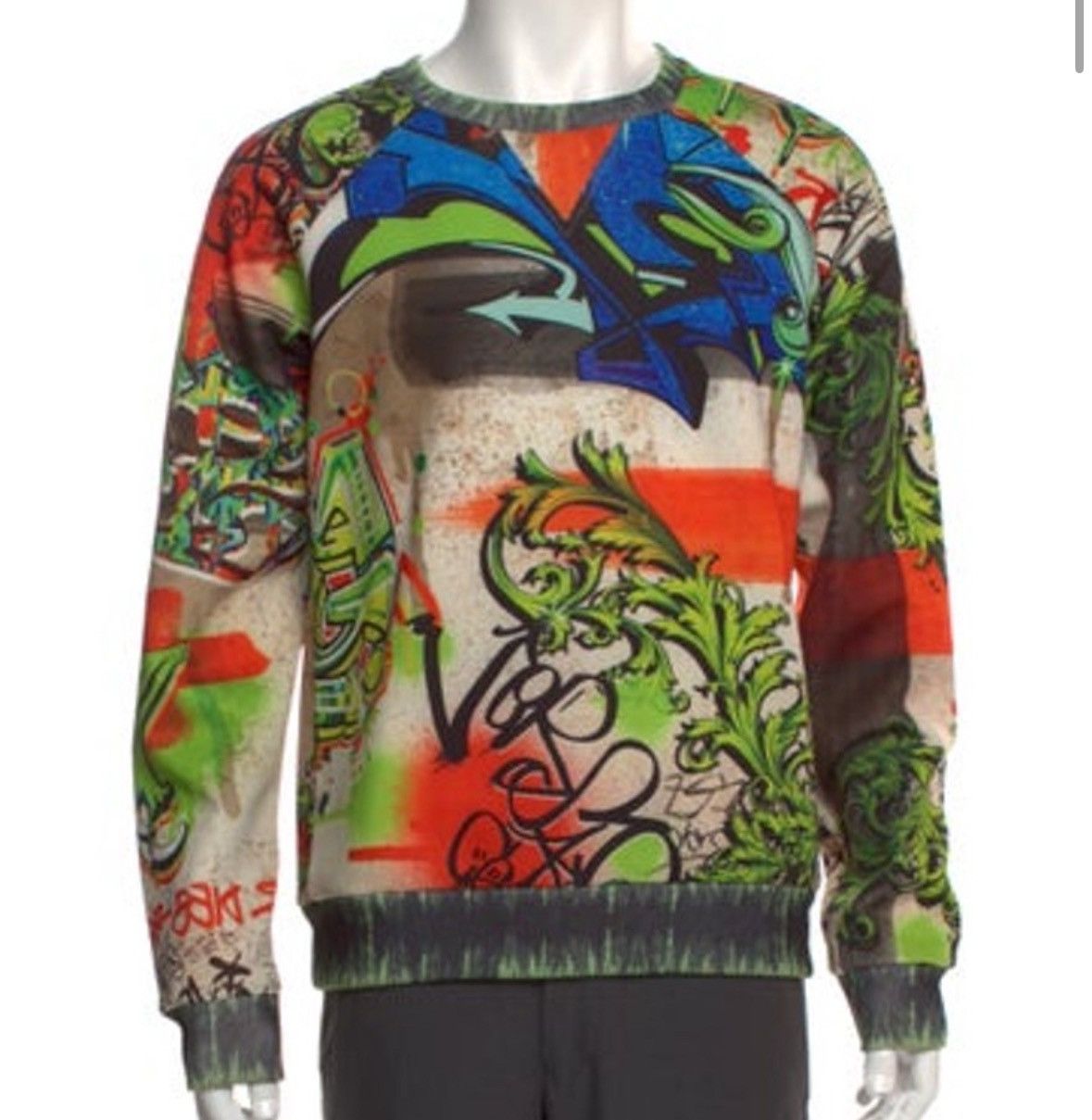 image of Versace Collection Crew Neck Sweater in Green, Men's (Size Small)