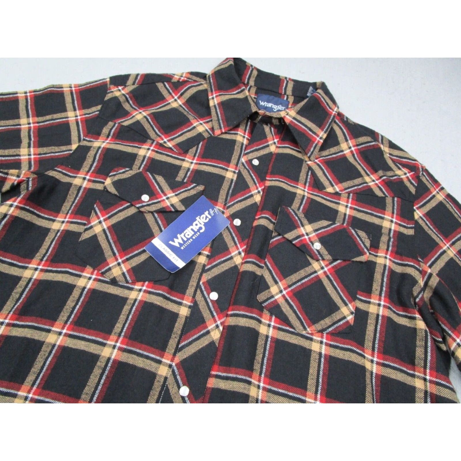 Wrangler Wrangler Shirt Mens Large Black Plaid Flannel Button Up Work Pearl Snaps Rancher Size US L / EU 52-54 / 3 - 2 Thumbnail
