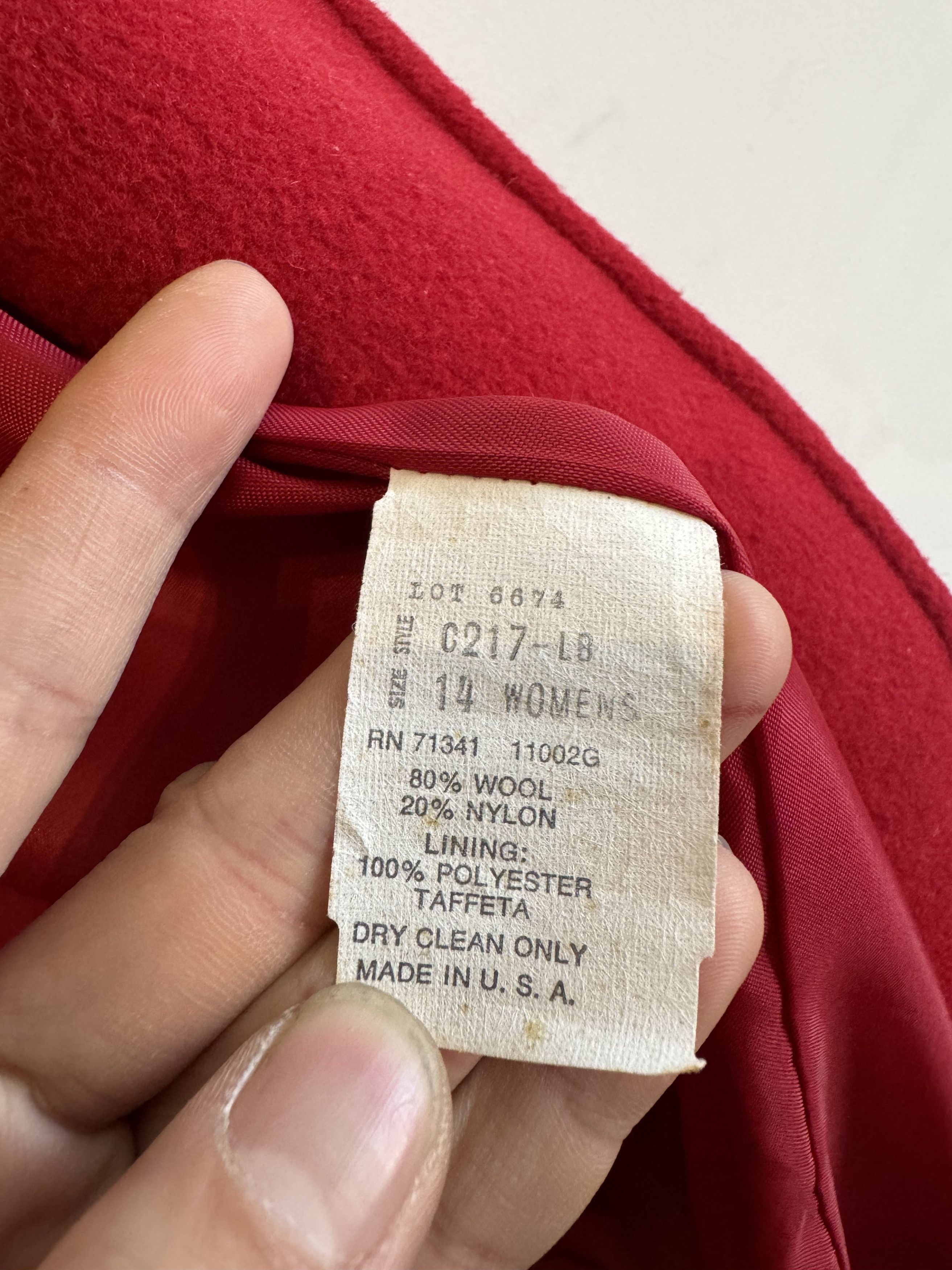 L.L. Bean 90s LL Bean Red Wool Trench Coat Size XL / US 12-14 / IT 48-50 - 3 Thumbnail