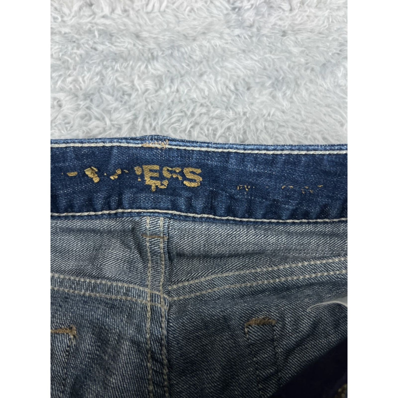 Express Express Jeans Womens Jeans Flared 26x28 Blue Denim Low Rise 0 Regular Cotton Elastane 5-Pocket Mens Womens Size 25" / US 0 / IT 36 - 6 Thumbnail