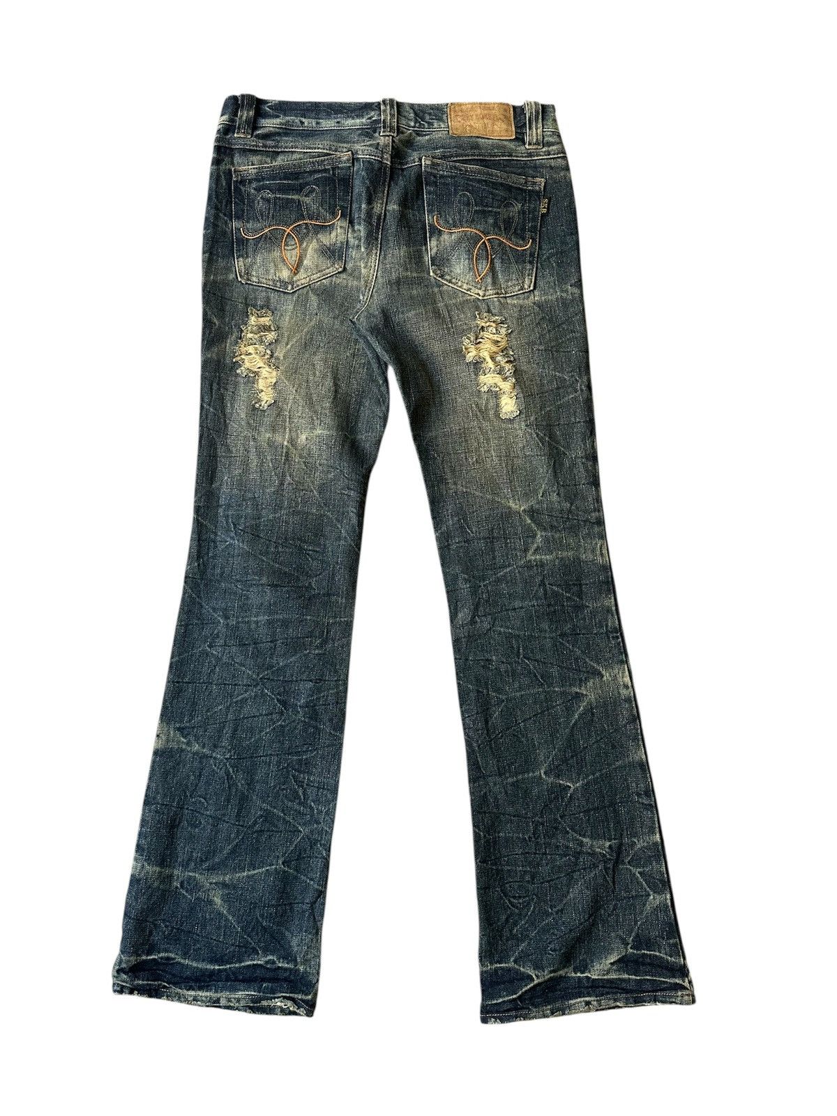 Tornado Mart FLARE Sky Bomber Distressed Claw Marks Design Denim Size US 31 - 2 Thumbnail