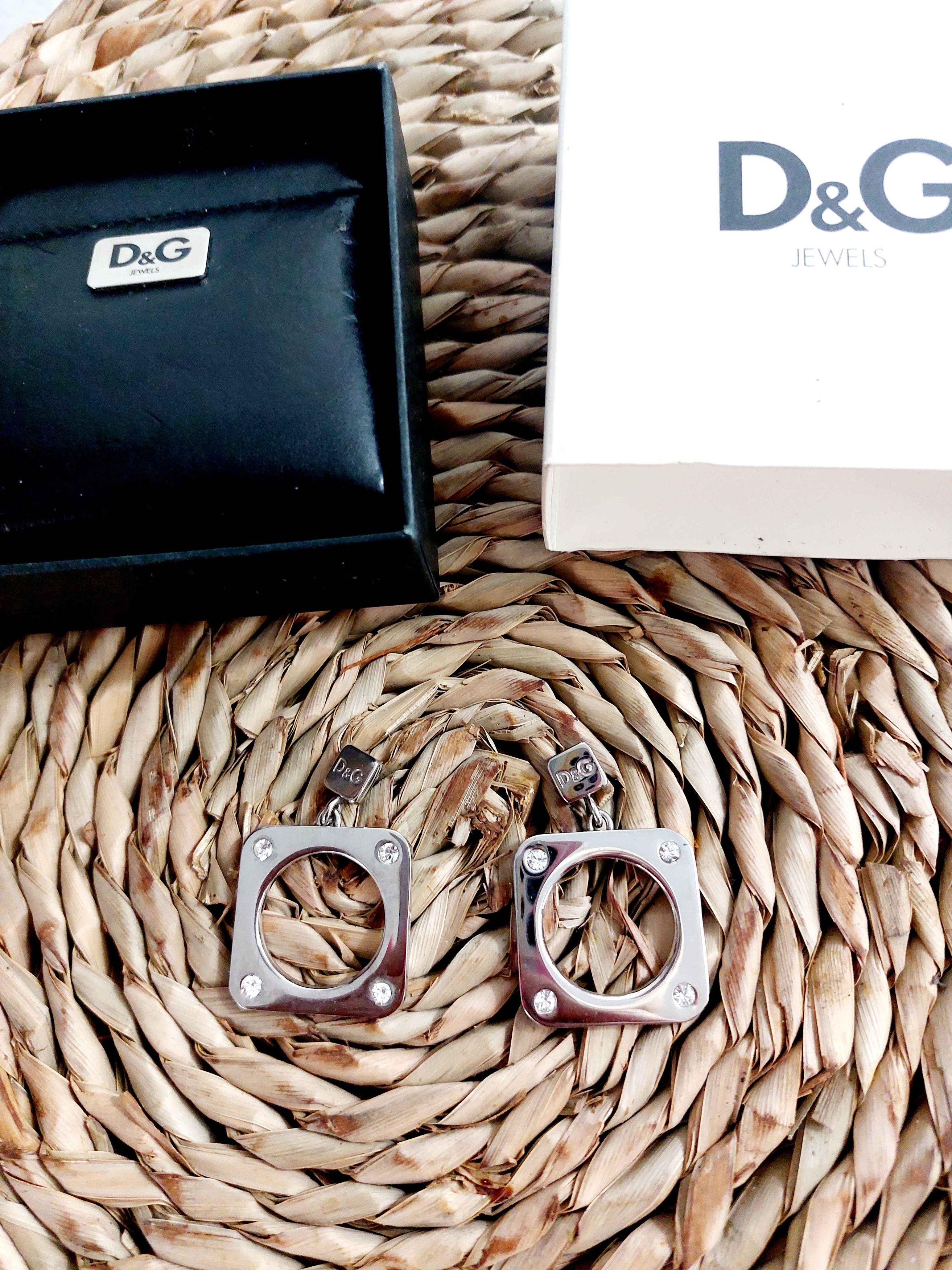 Dolce & Gabbana Dolce & Gabbana DJ0759 Square Steel crystals Logo Earrings Size ONE SIZE - 4 Thumbnail