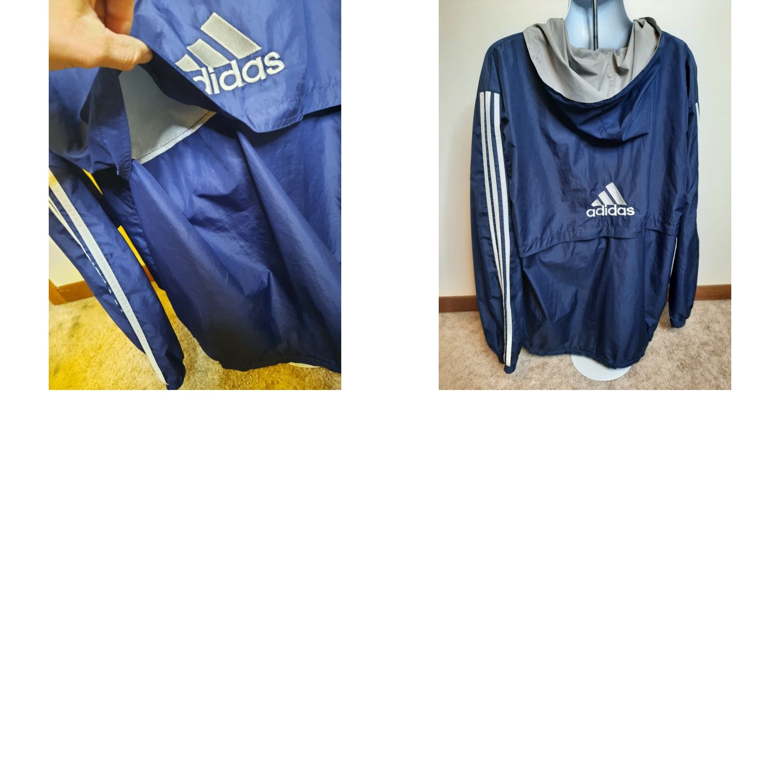 Adidas VINTAGE adidas Full Zip Windbreaker Jacket XL Hooded 3 Stripes Trefoil Blue Mens Size US XL / EU 56 / 4 - 8 Thumbnail