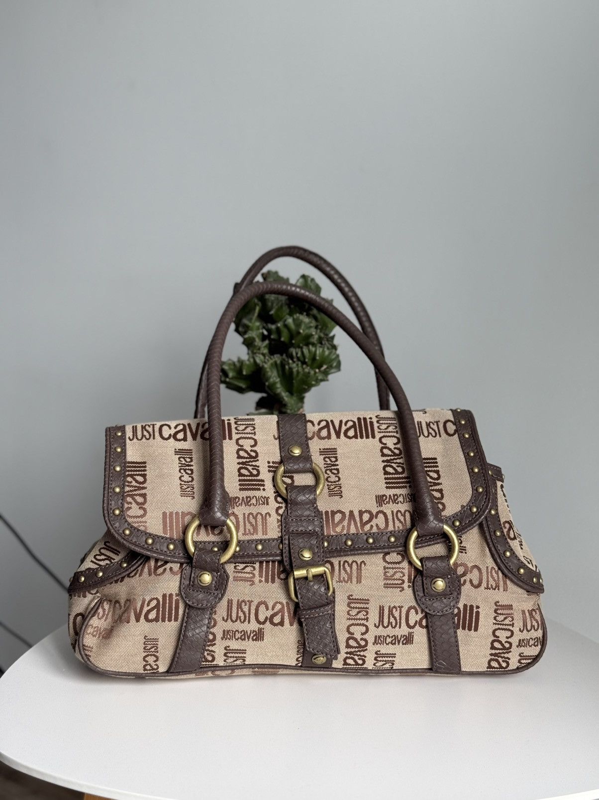 Just Cavalli Just Cavalli Monogram Canvas Leather Bag Shoulder Bag Size ONE SIZE - 3 Thumbnail