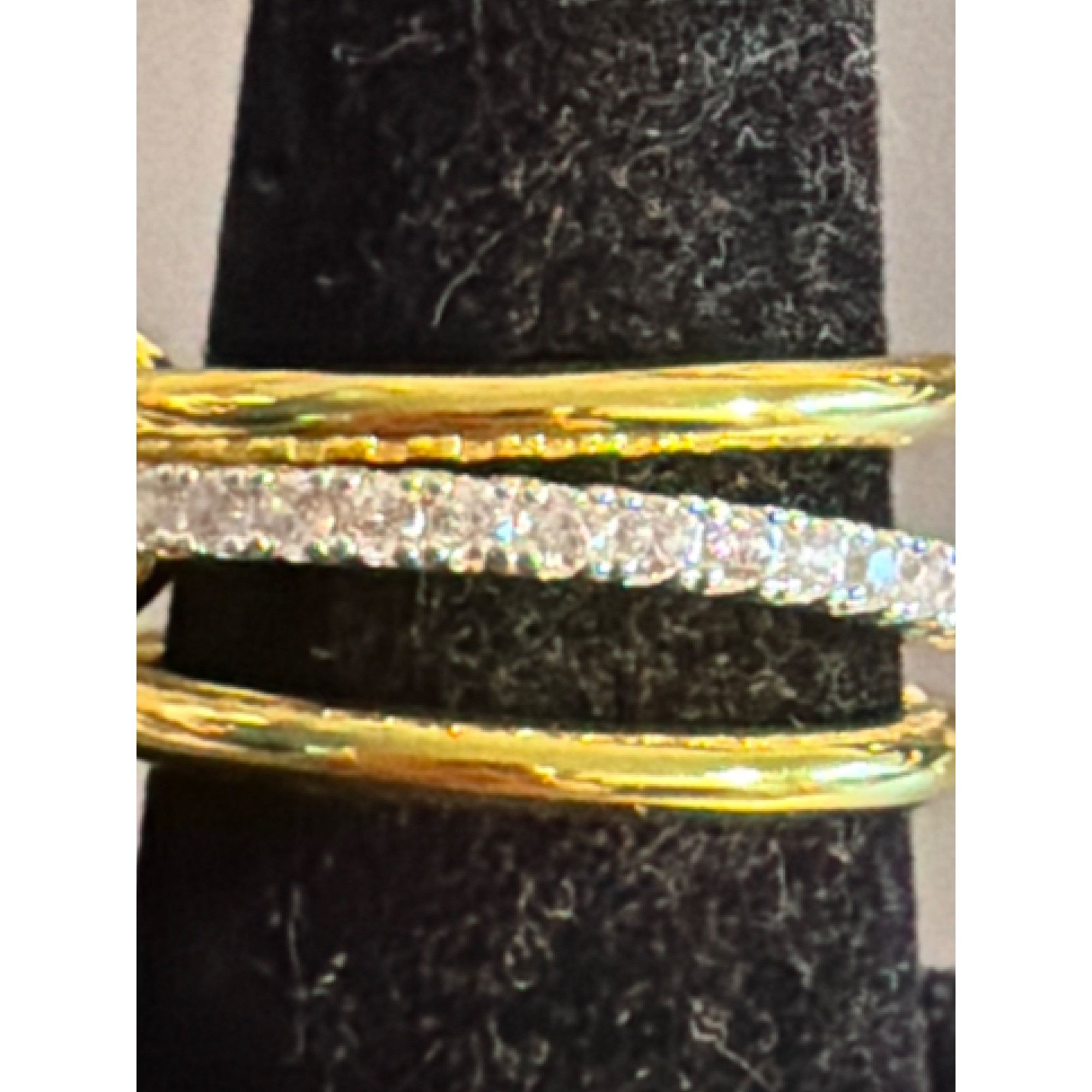 Other Gold Silver Plated Triple Band Stacker Ring CZ Stones Connec Size ONE SIZE - 2 Thumbnail