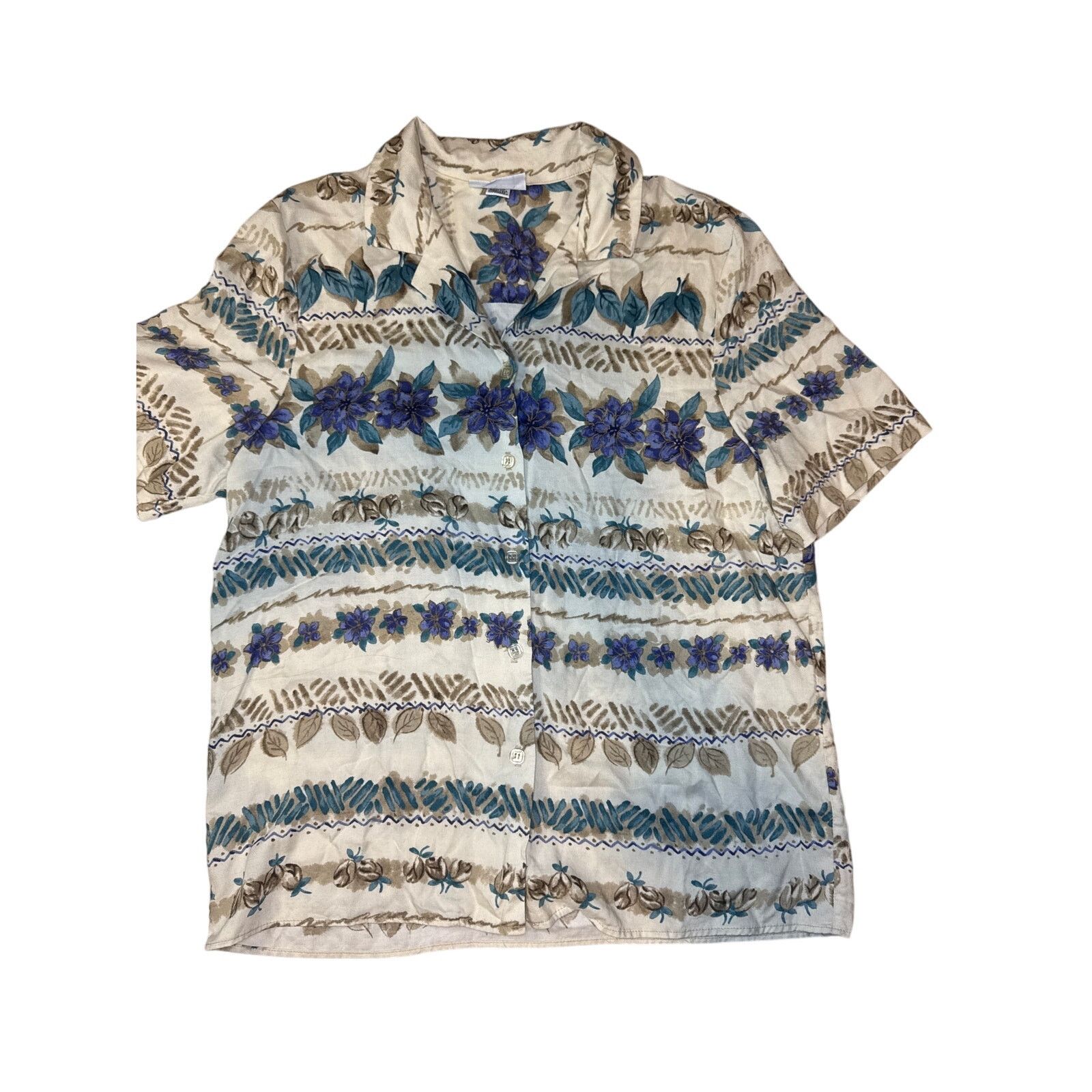 Vintage 90s Alfred Dubner short sleeve floral button up Size XL / US 12-14 / IT 48-50 - 1 Thumbnail
