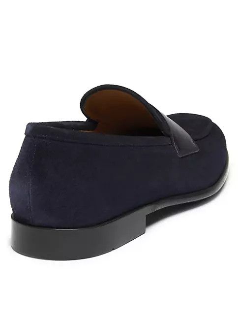 Salvatore Ferragamo o1s1rm0924 Suede Penny Loafers in Navy Blue Size US 11.5 / EU 44-45 - 3 Thumbnail