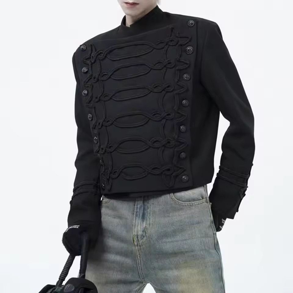 Japanese Brand Black Military-Inspired Jacket | Unique Knot Detail Size US S / EU 44-46 / 1 - 4 Thumbnail
