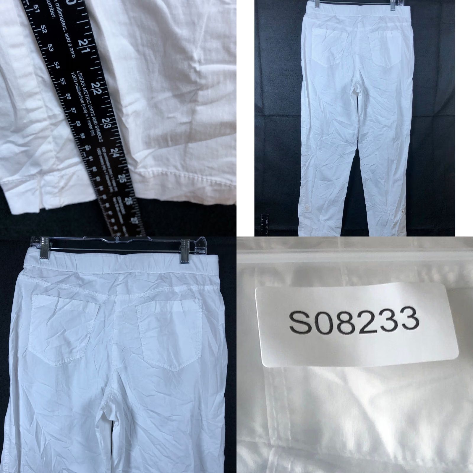 Vintage Chicos Womens Pants White Mid Rise Roll Tab Leg Lightweight Stretch 0.5 (S) Size 28" / US 6 / IT 42 - 8 Thumbnail