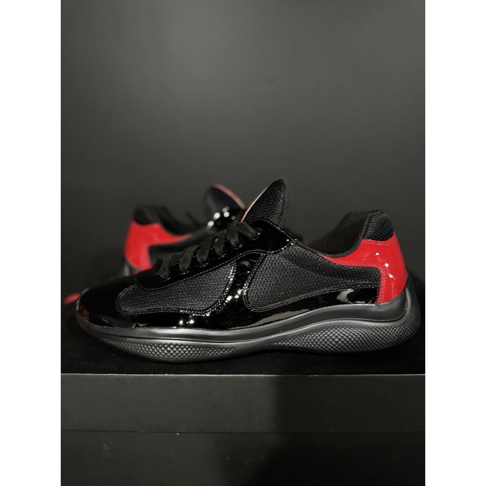 Prada Size 7UK/8-8.5m PRADA Cup Black & Red Patent Leather Og All Size US 8 / EU 41 - 2 Thumbnail