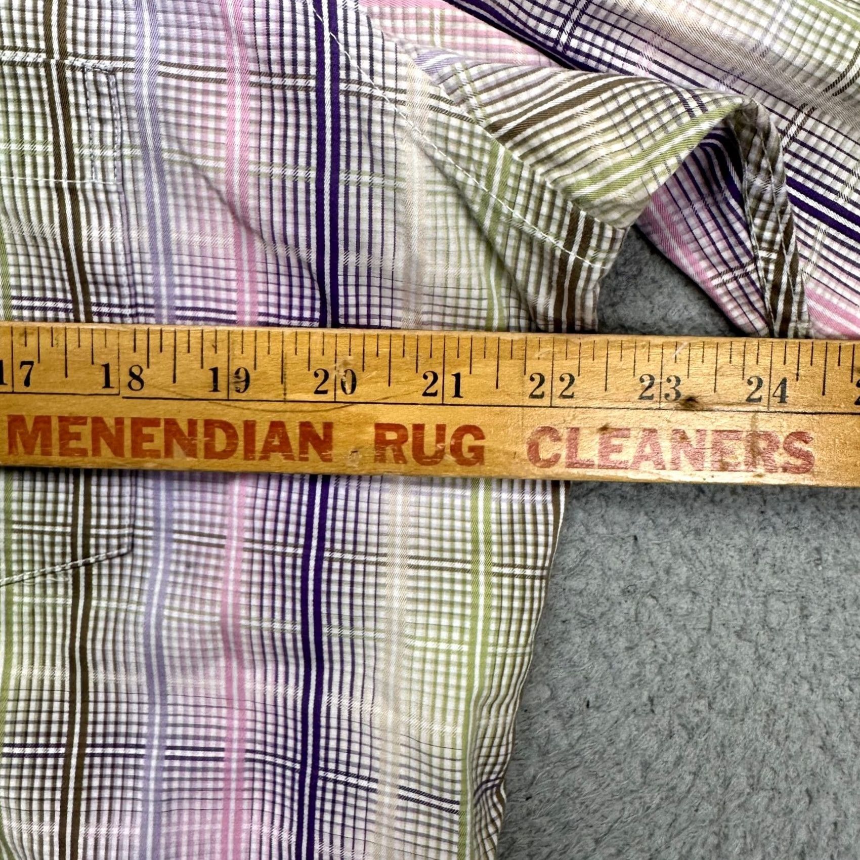 BUGATCHI BUGATCHI Button Up Shirt Mens Medium Plaid 100% Cotton Short Sleeve Multi Color Casual Chest 44 in Cotton Regular Fit 2XL? Size US XXL / EU 58 / 5 - 7 Thumbnail