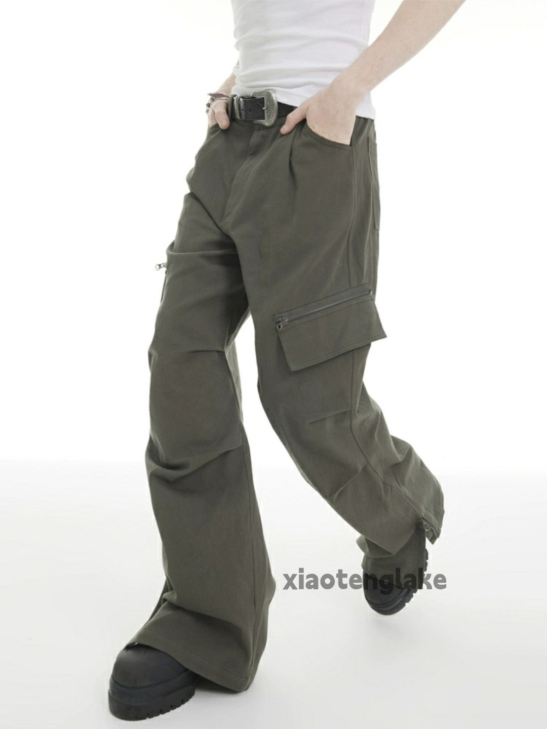 Designer × Japanese Brand × Vintage zipper utility pleated military outdoor baggy cargo pants Size US 34 / EU 50 - 5 Thumbnail