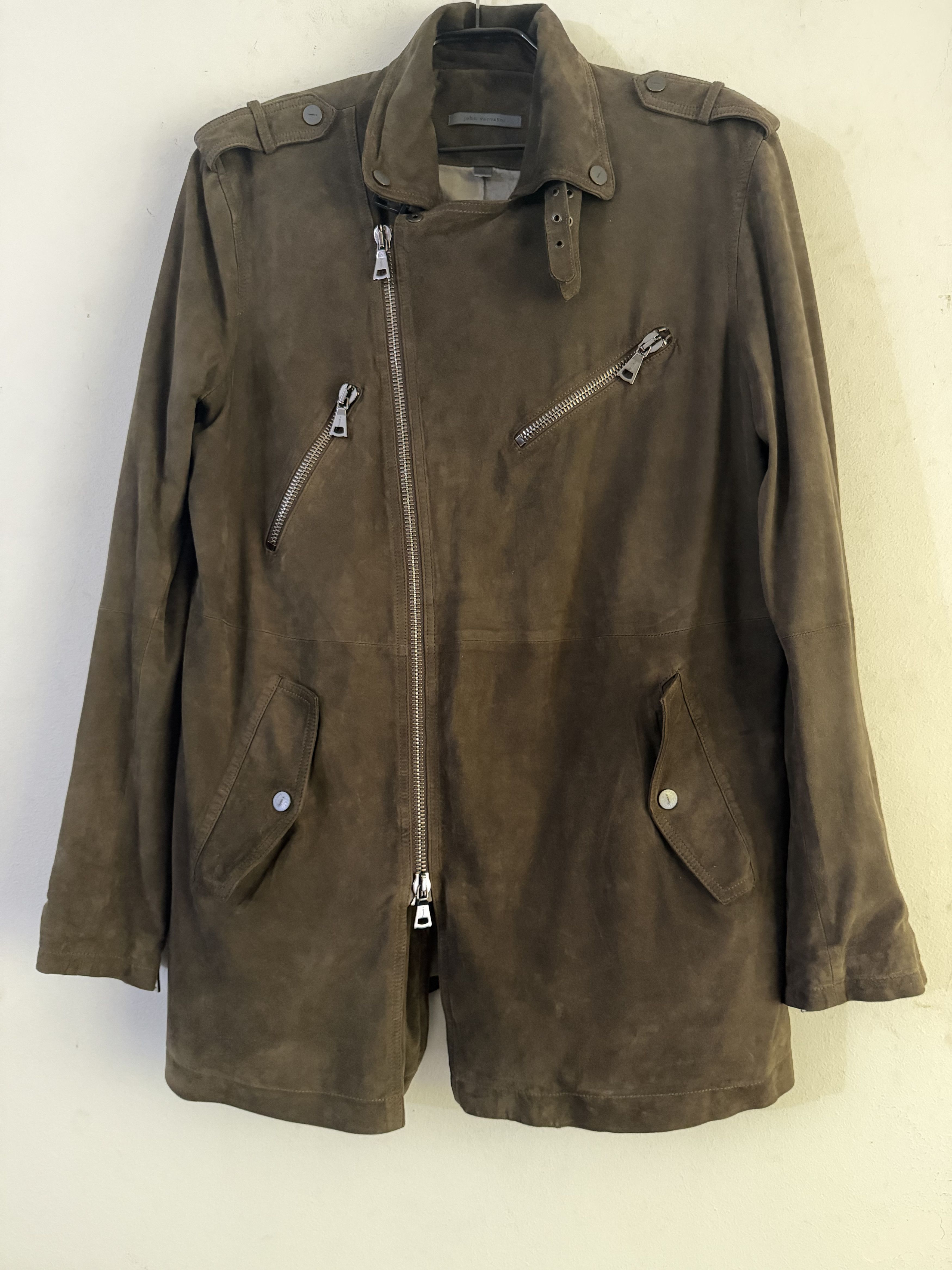 John Varvatos Premium Suede Asymmetric Moto Jacket Size US L / EU 52-54 / 3 - 3 Thumbnail