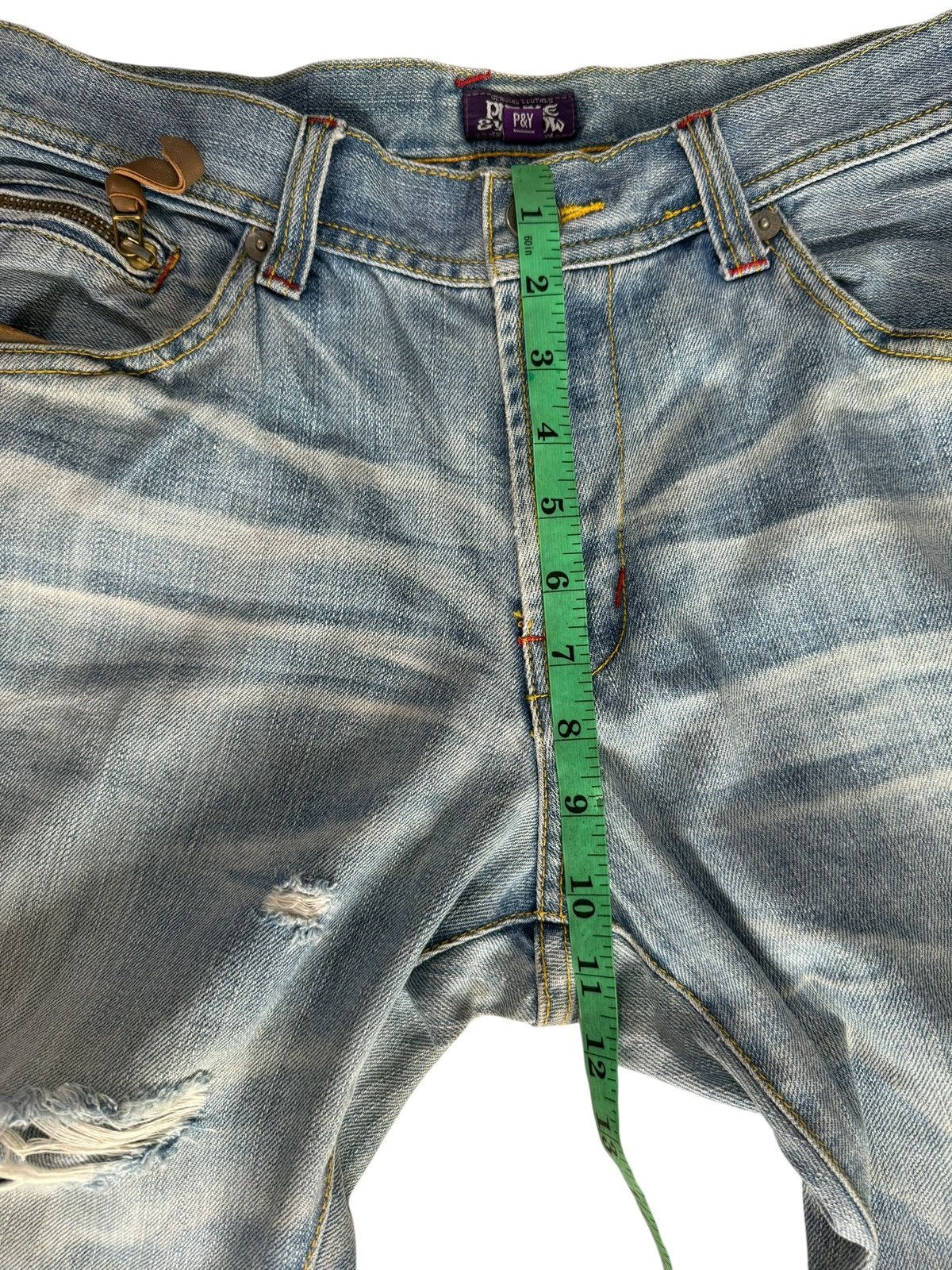 Japanese Purple & Yellow Distressed Denim Jeans