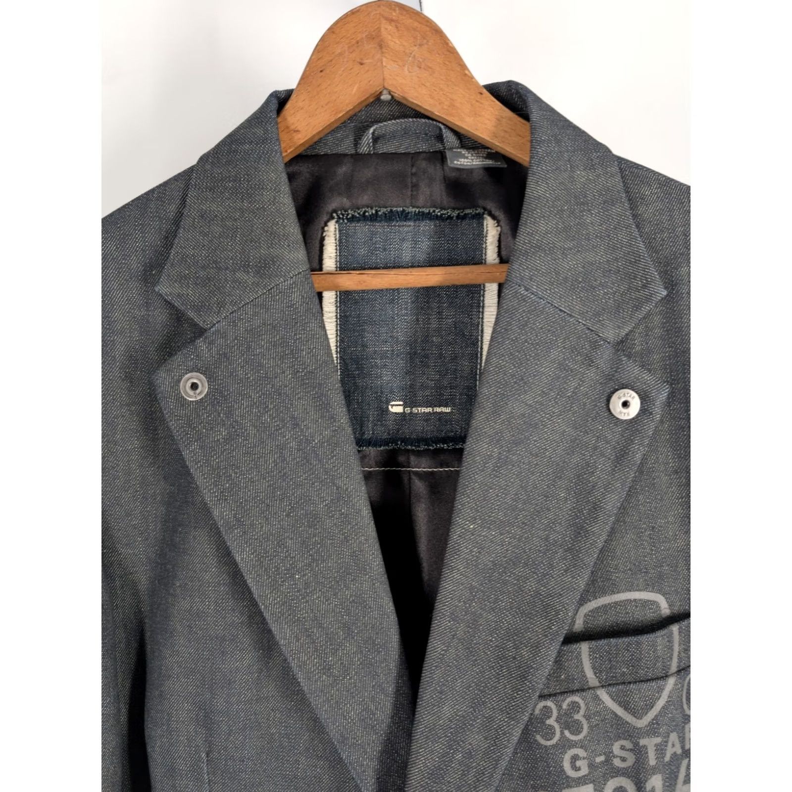G-Star VINTAGE G-Star Raw Shield Blazer Denim Jacket XL 44 Mid-Length Men Blue Denim Coat Blazer Stars 2000s HipHop Rock Size US XL / EU 56 / 4 - 5 Thumbnail