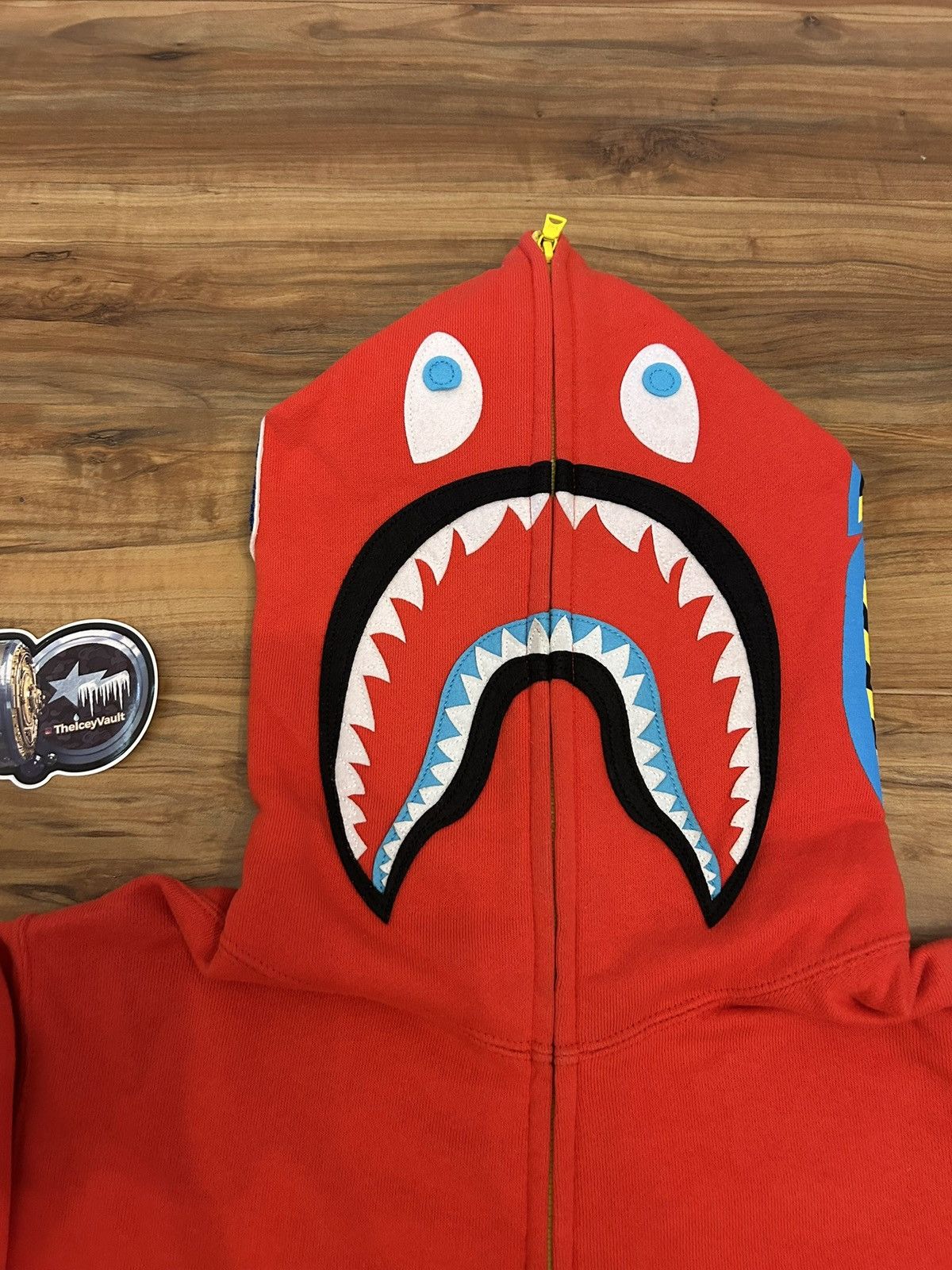 Bape Bape 2010 Red Neon Shark Full Zip Hoodie Size US M / EU 48-50 / 2 - 4 Thumbnail