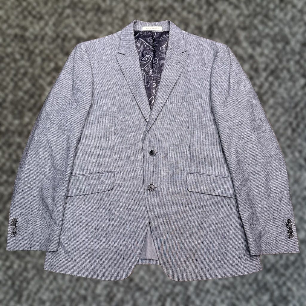 Joseph Abboud Joseph Abboud Blazer Sport Coat 40 Short Gray Linen Cotton Notch Lapel Four-Button Inner Pockets Double-Vented Regular Mens Size US 40 / EU 56 - 1 Thumbnail
