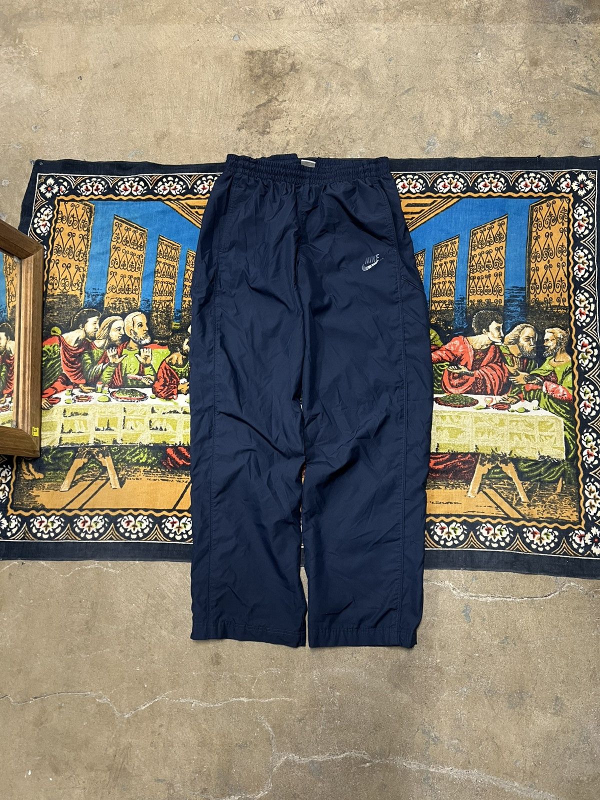 Vintage Nike navy track pants Size medium baggy wide leg y2k